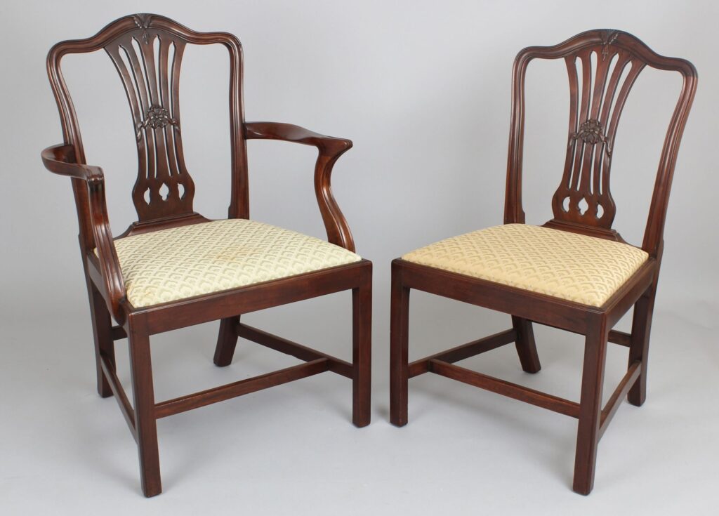 A good quality set of eight mahogany dining-chairs in the Hepplewhite style