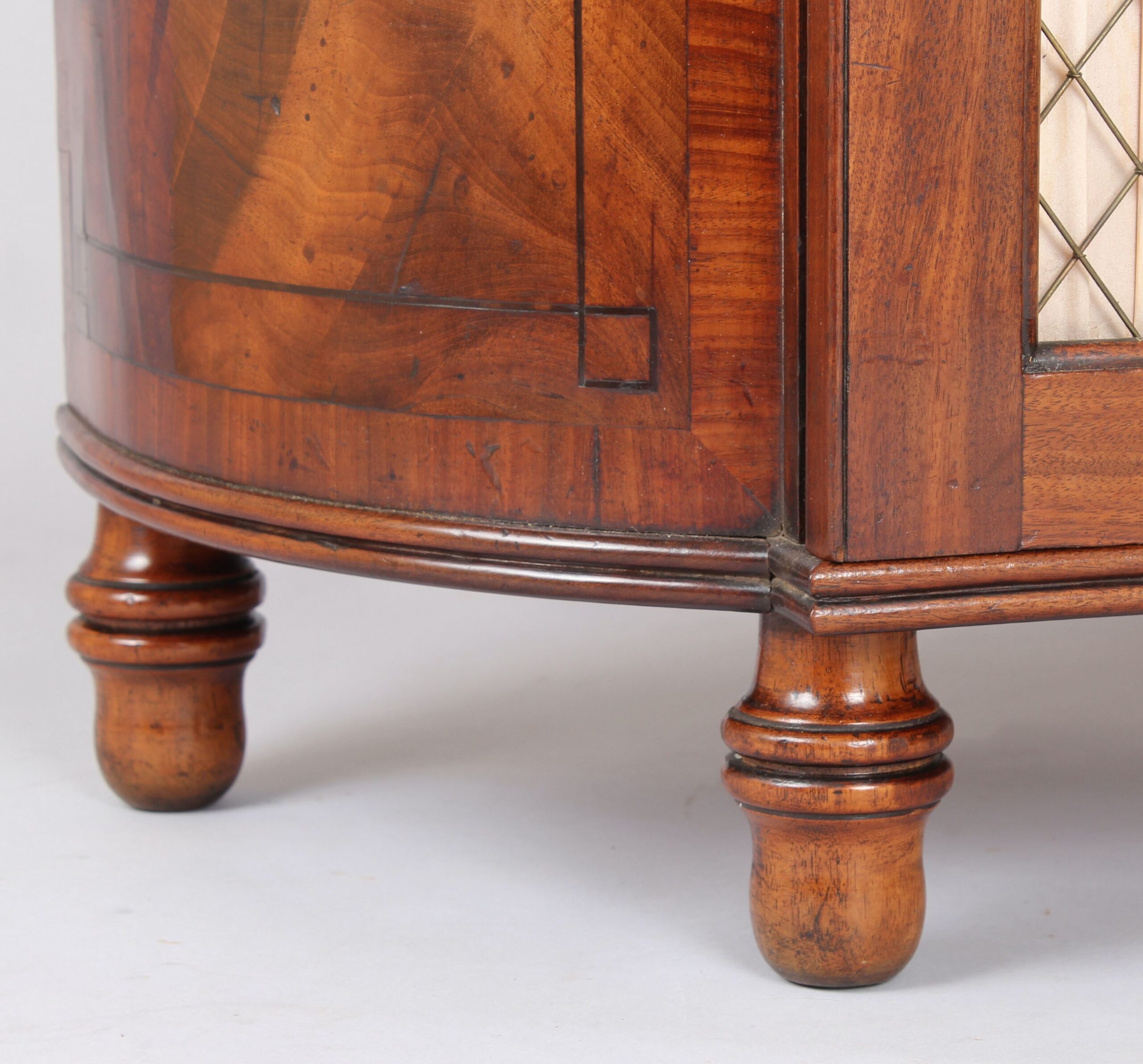 Fine George IV period mahogany bow-ended chiffonier of unusually small proportions