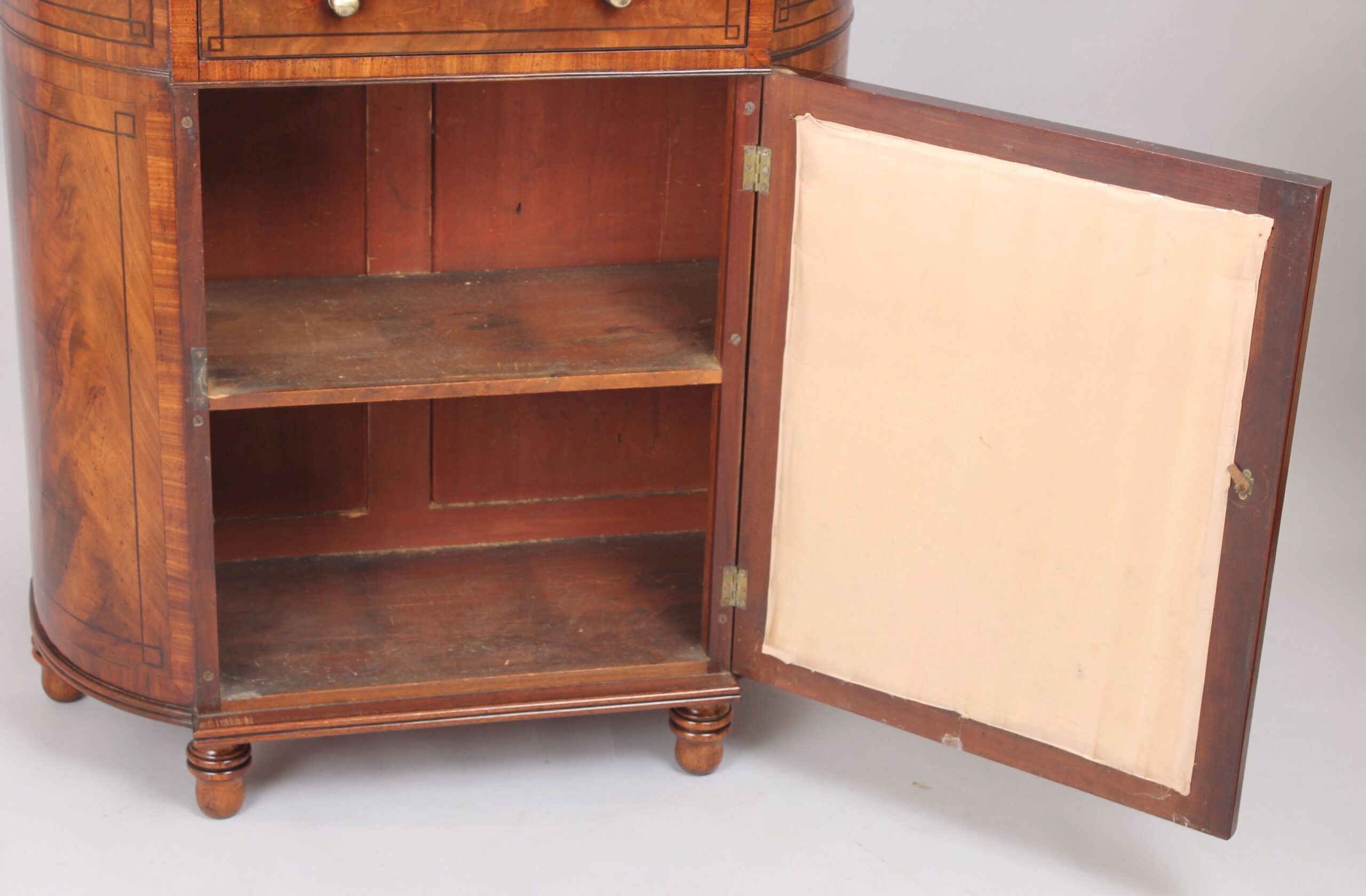 Fine George IV period mahogany bow-ended chiffonier of unusually small proportions