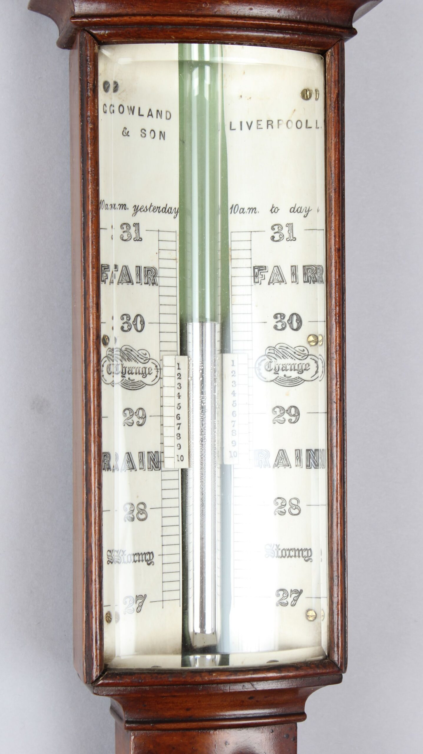 Nineteenth century marine barometer supplied by Gowland & Son, Liverpool