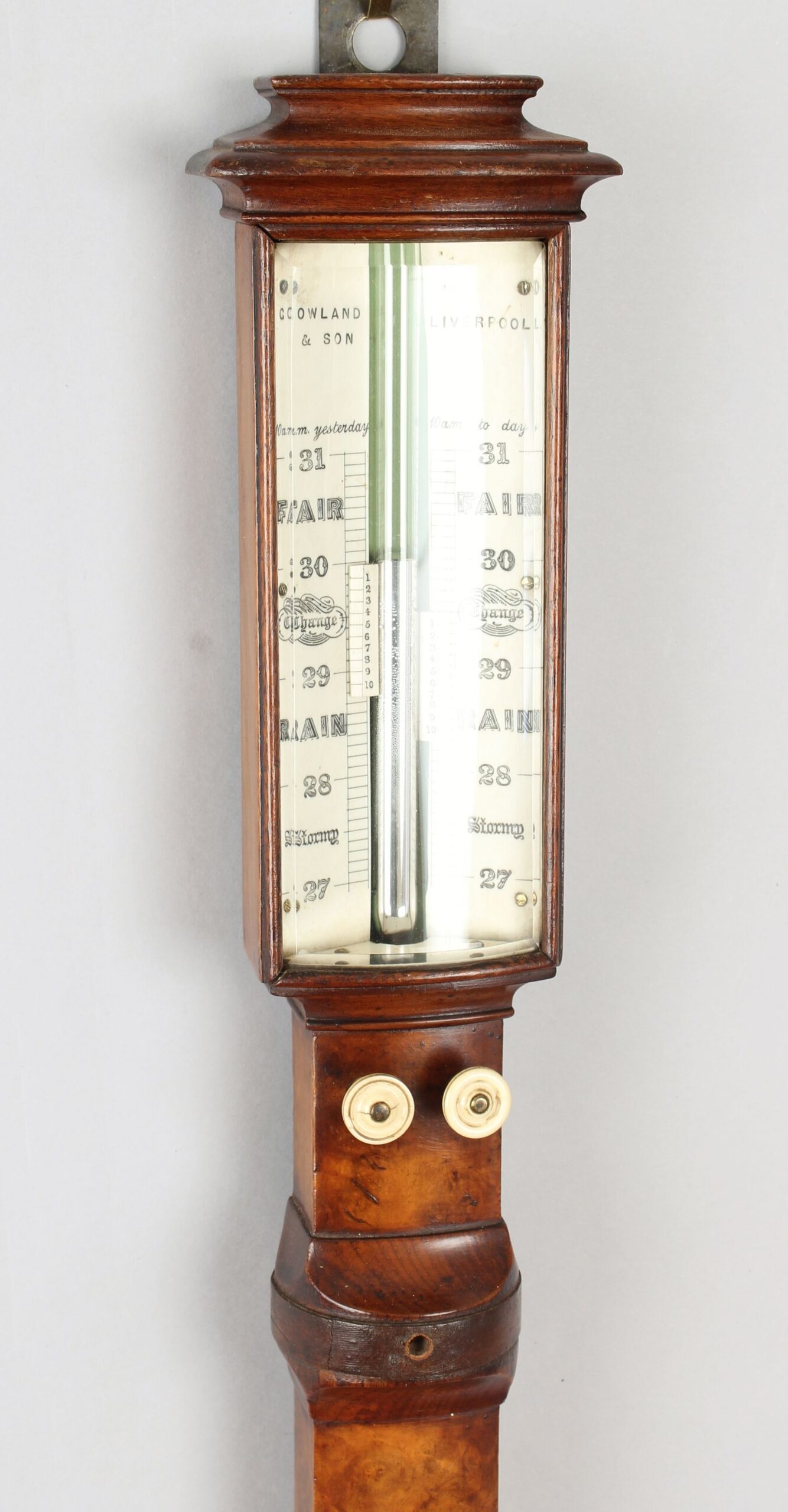 Nineteenth century marine barometer supplied by Gowland & Son, Liverpool