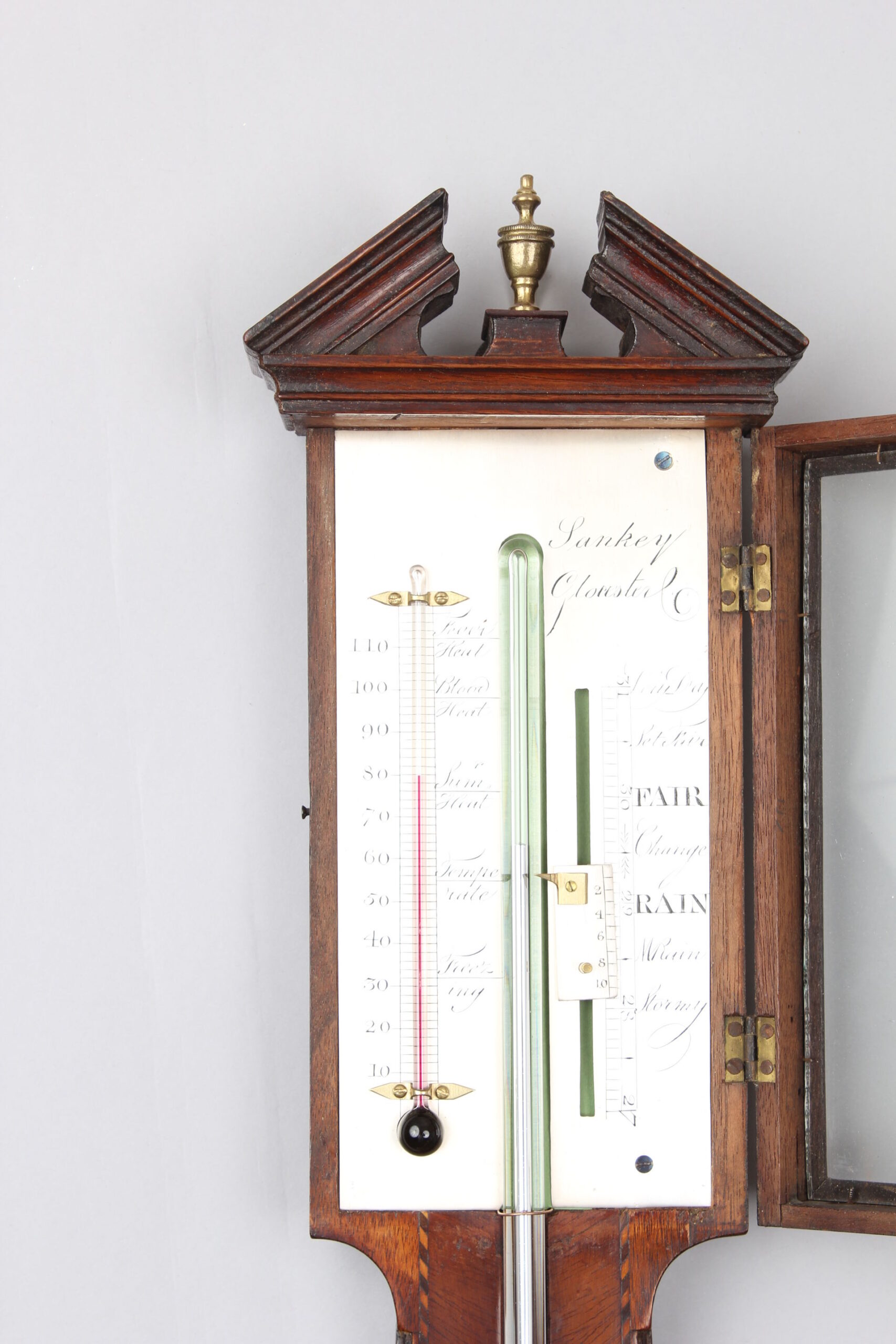 George III period mahogany stick barometer by Sankey