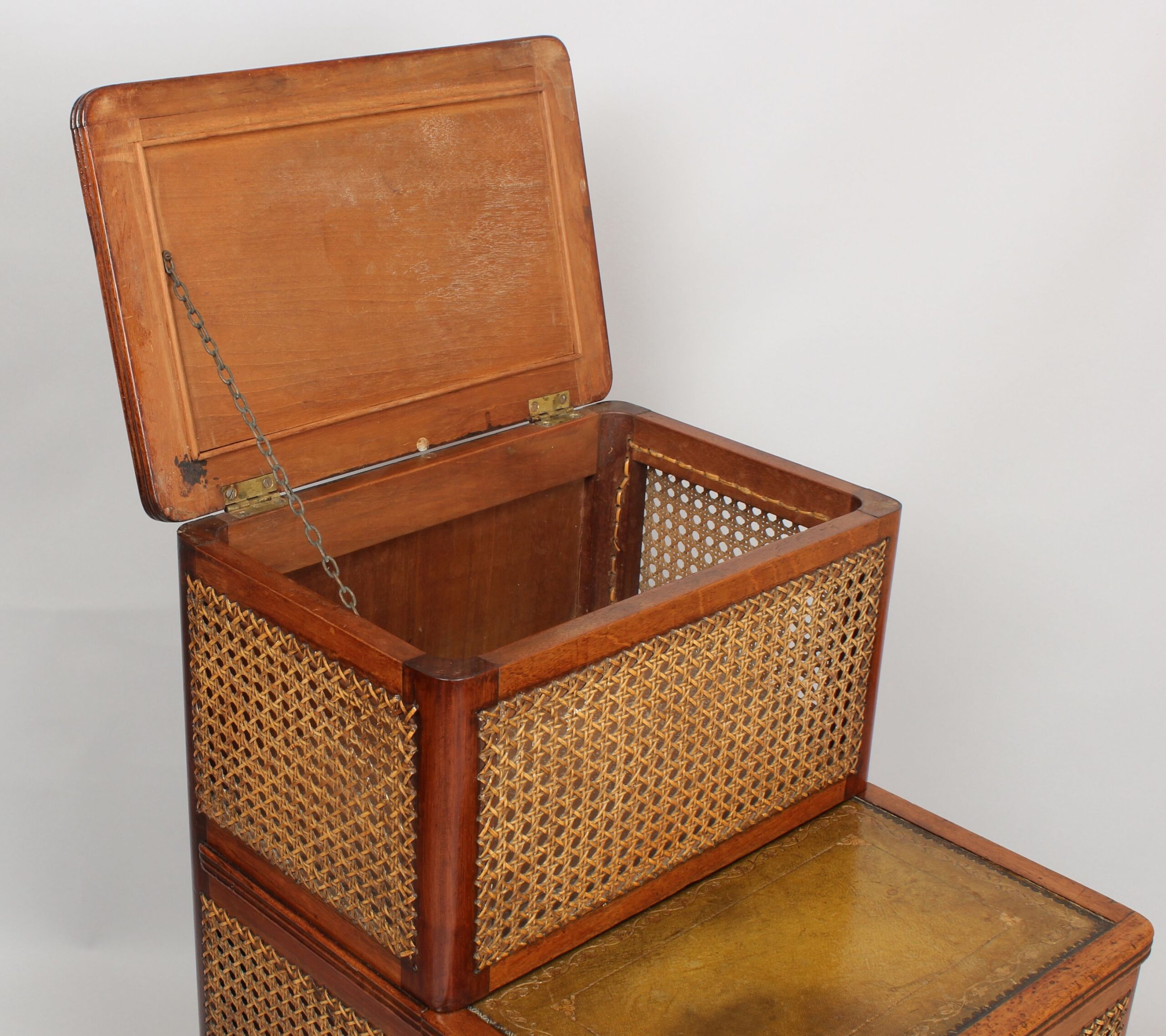 Fine and extremely rare pair of George III period mahogany and cane bed-steps