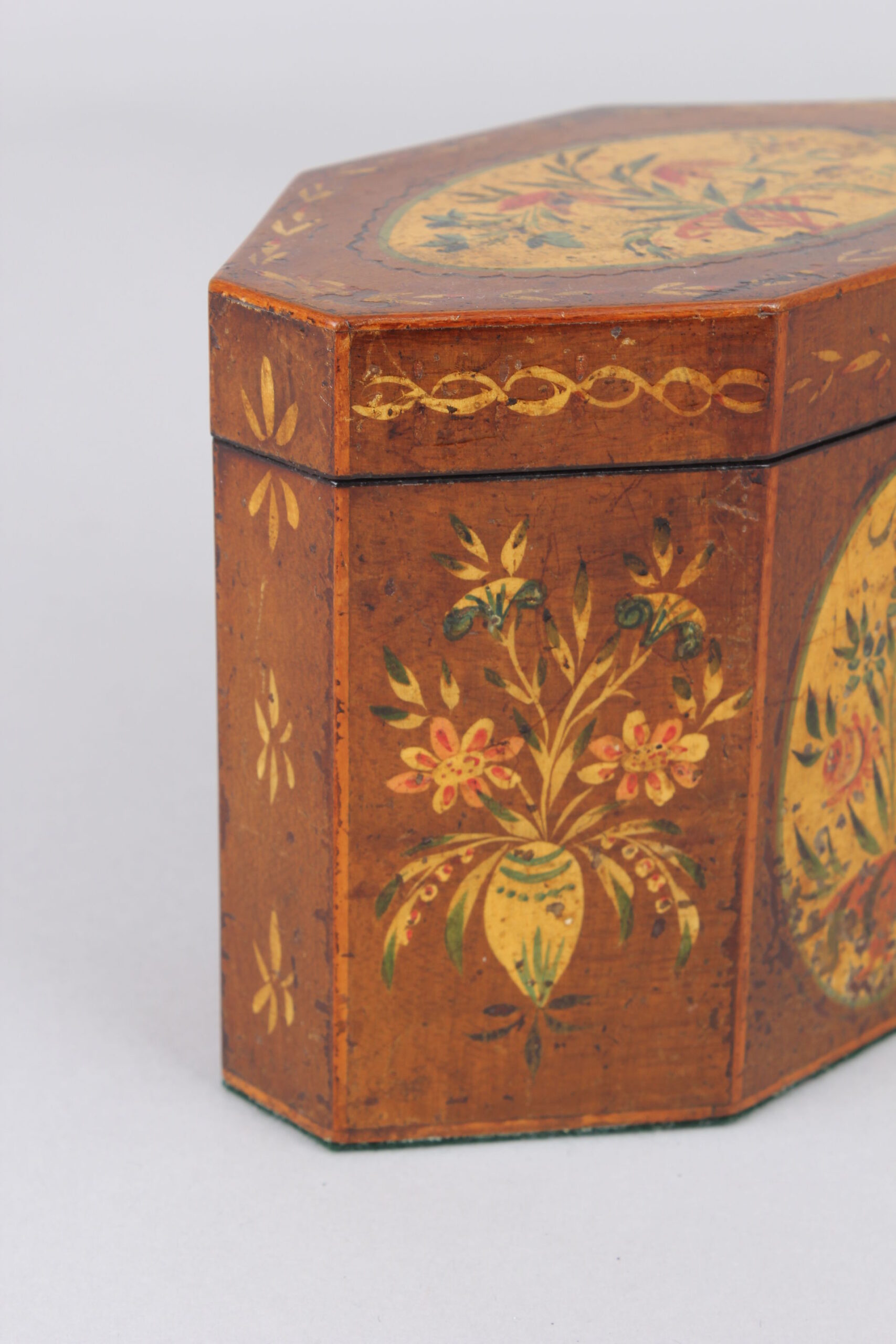 George III period octagonal harewood tea caddy