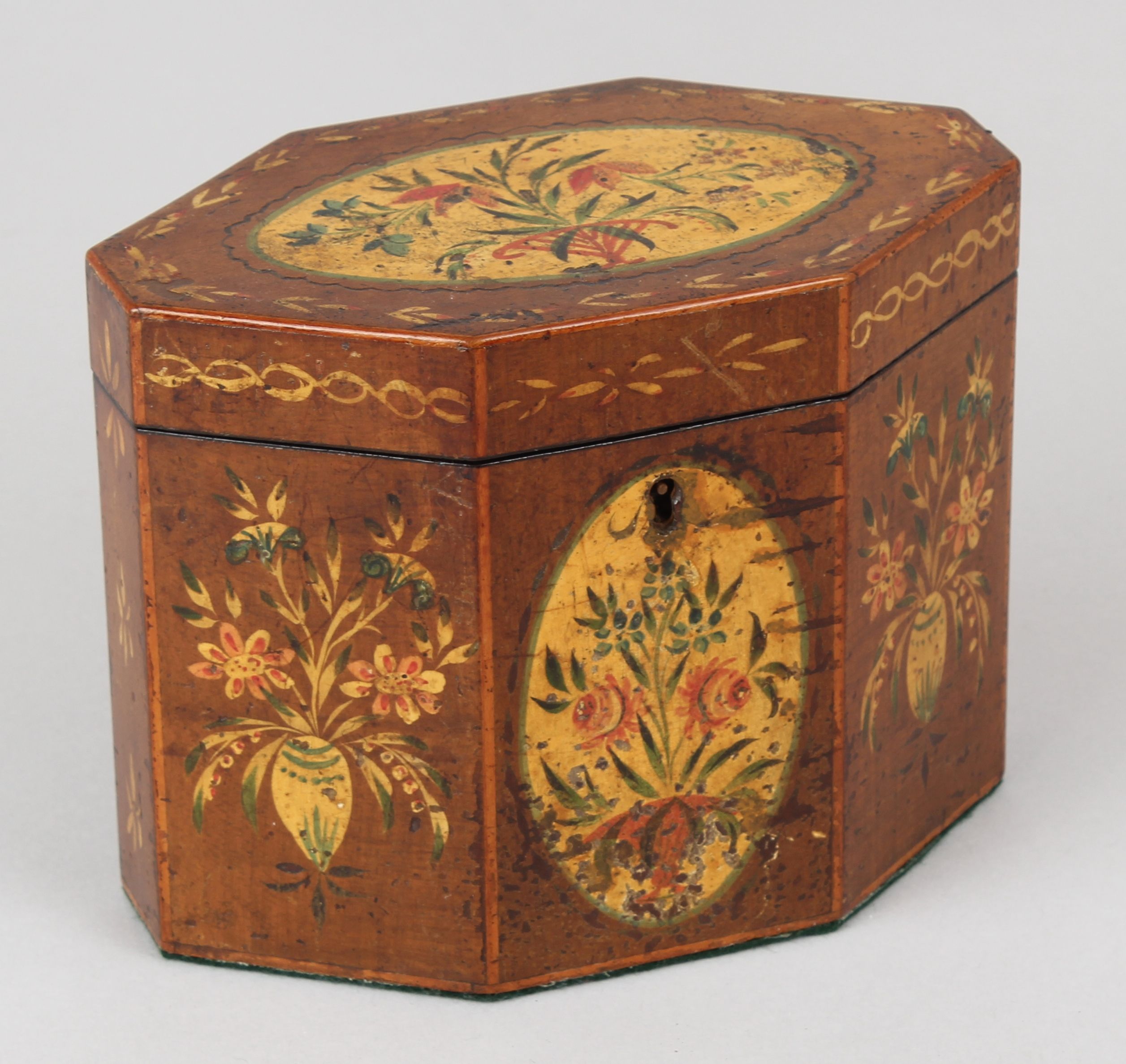 George III period octagonal harewood tea caddy