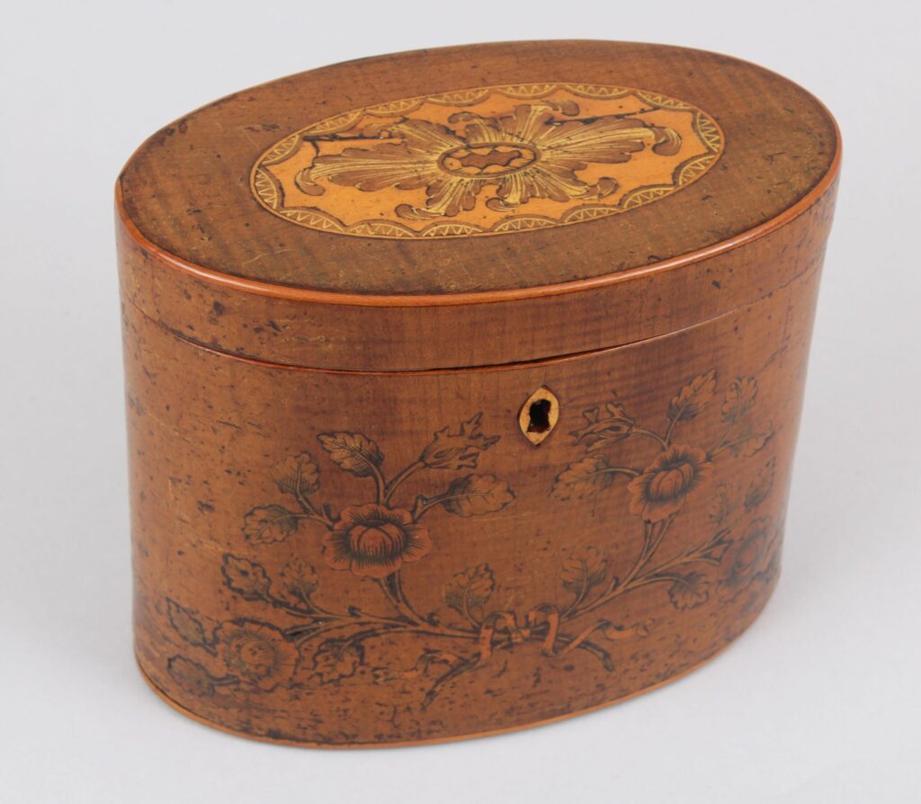 George III oval harewood tea caddy