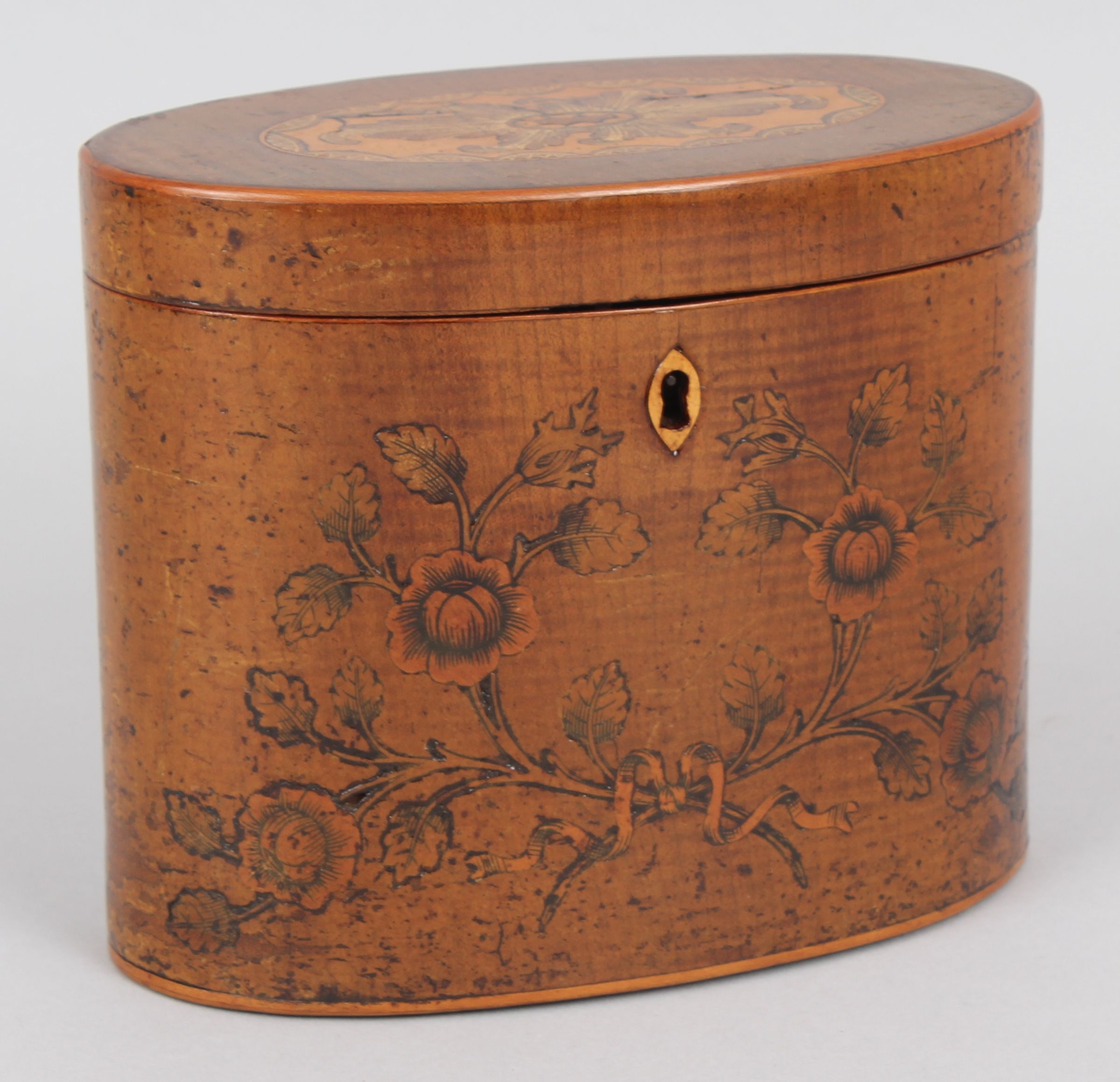 George III oval harewood tea caddy