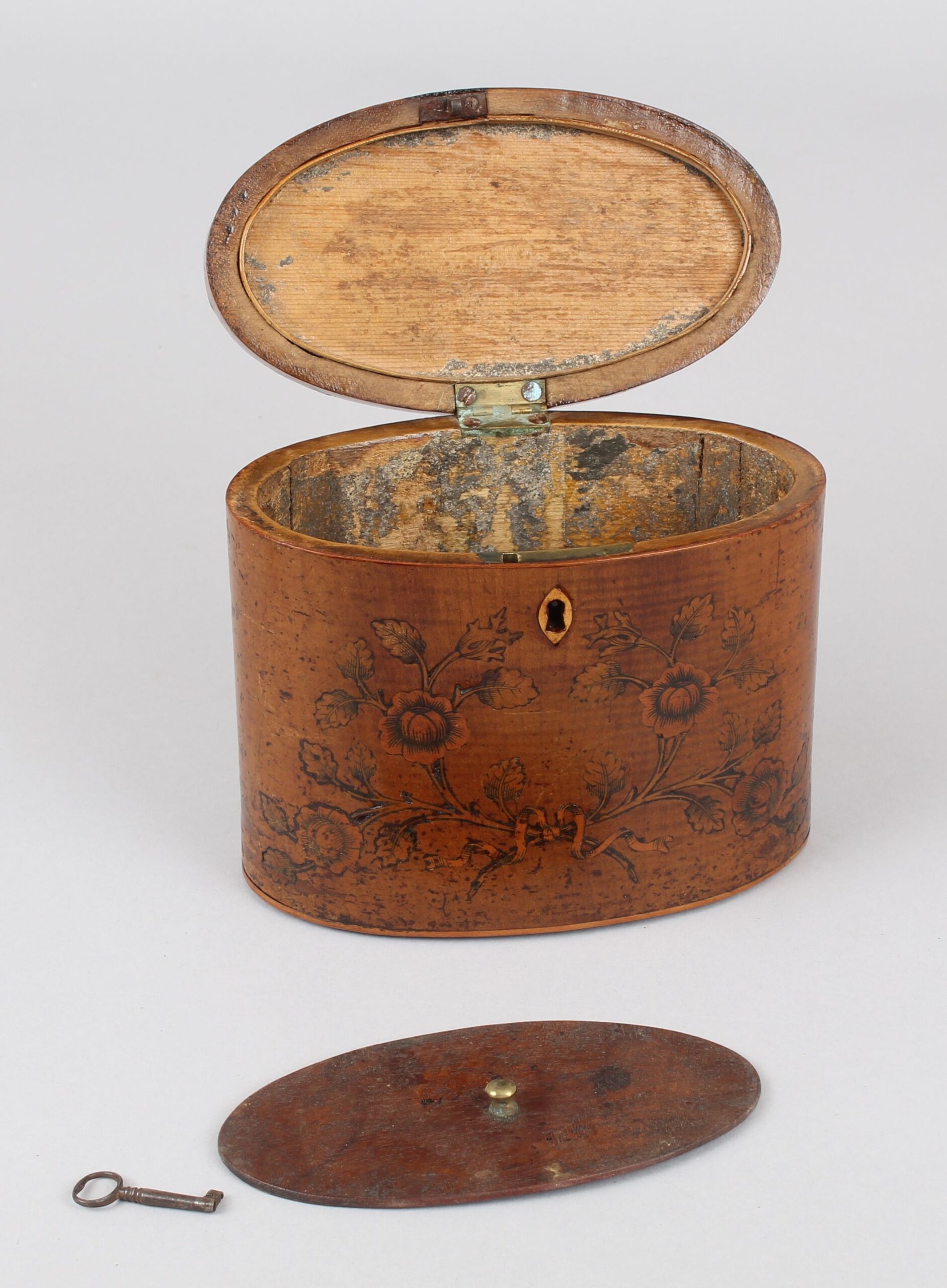 George III oval harewood tea caddy