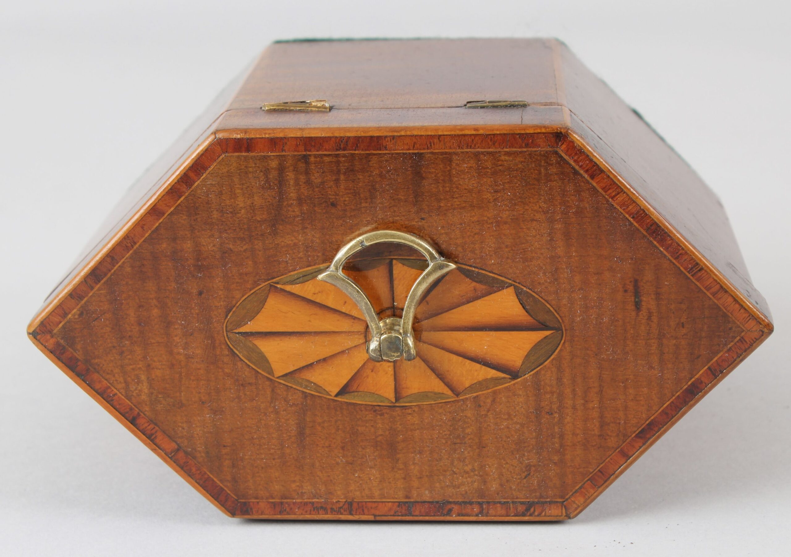 George III hexagonal harewood tea caddy