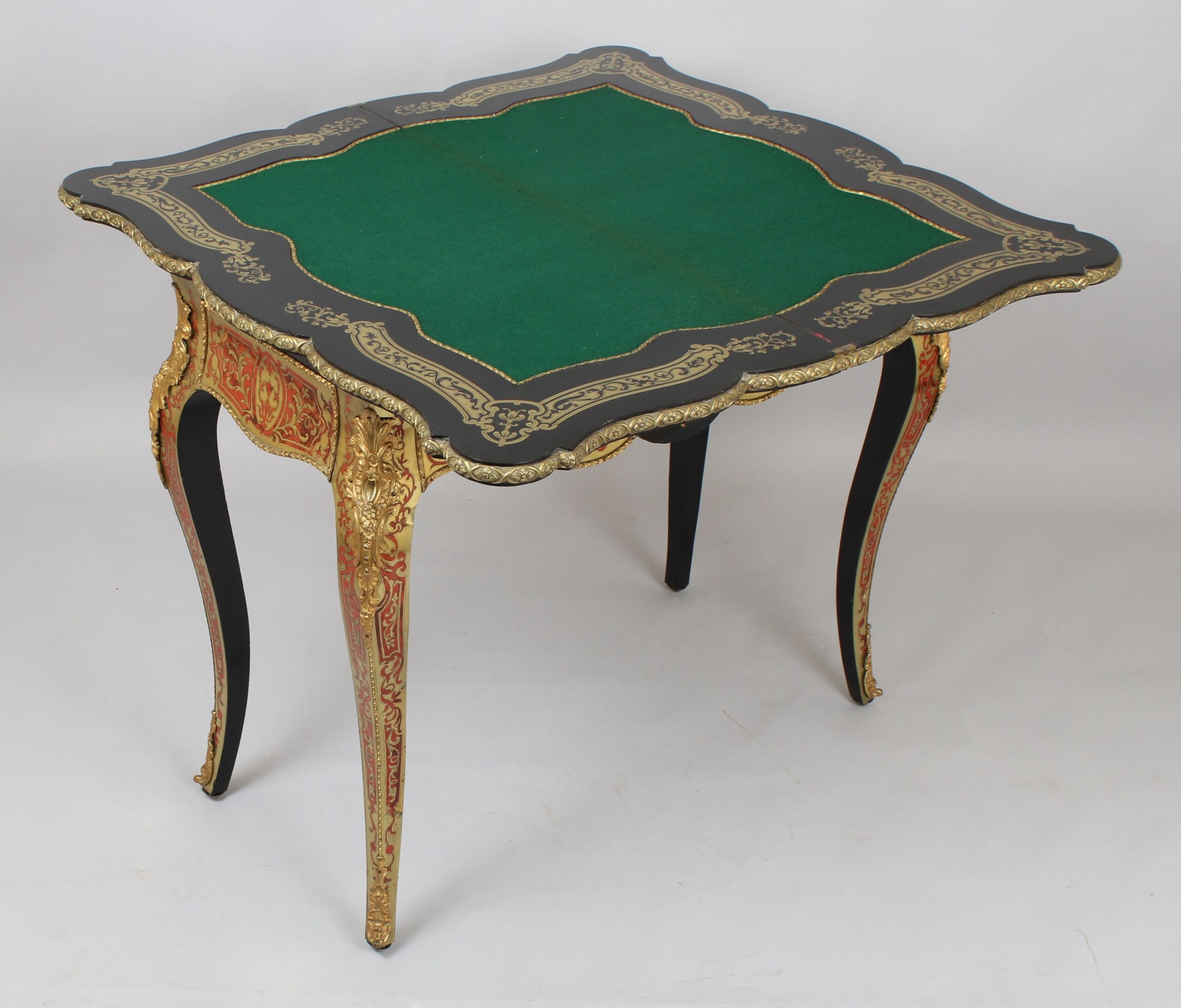 An exceptionally fine pair of French Second Empire Boulle Revival card-tables
