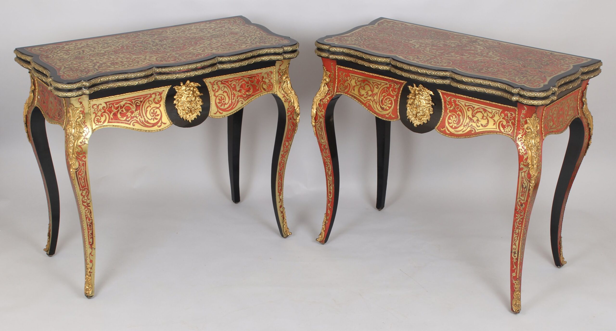 An exceptionally fine pair of French Second Empire Boulle Revival card-tables