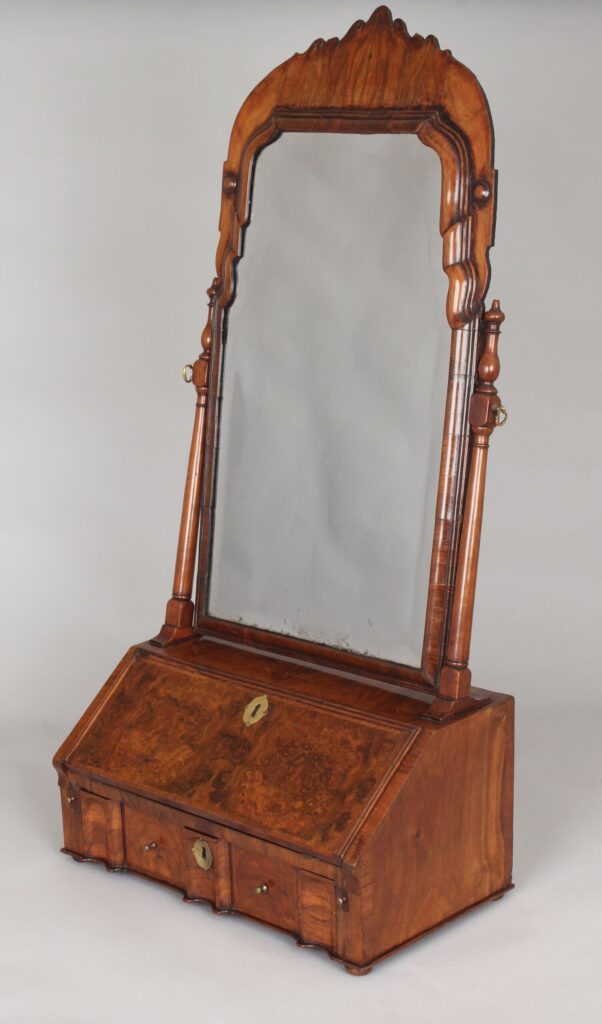 Fine and rare Queen Anne period walnut dressing-glass