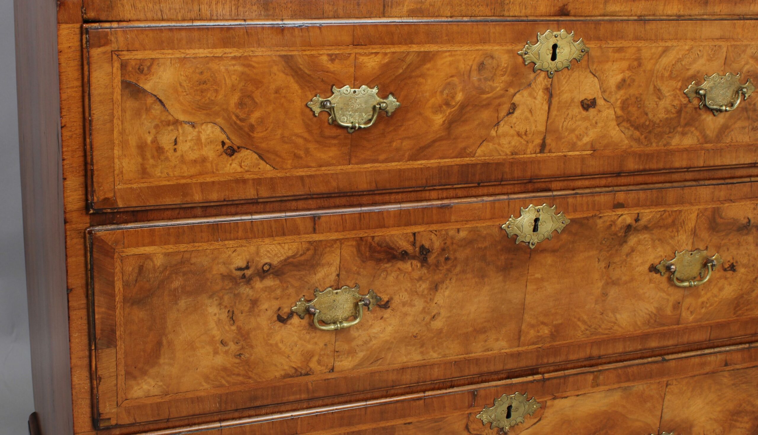 George I period walnut chest-on-chest of small proportions