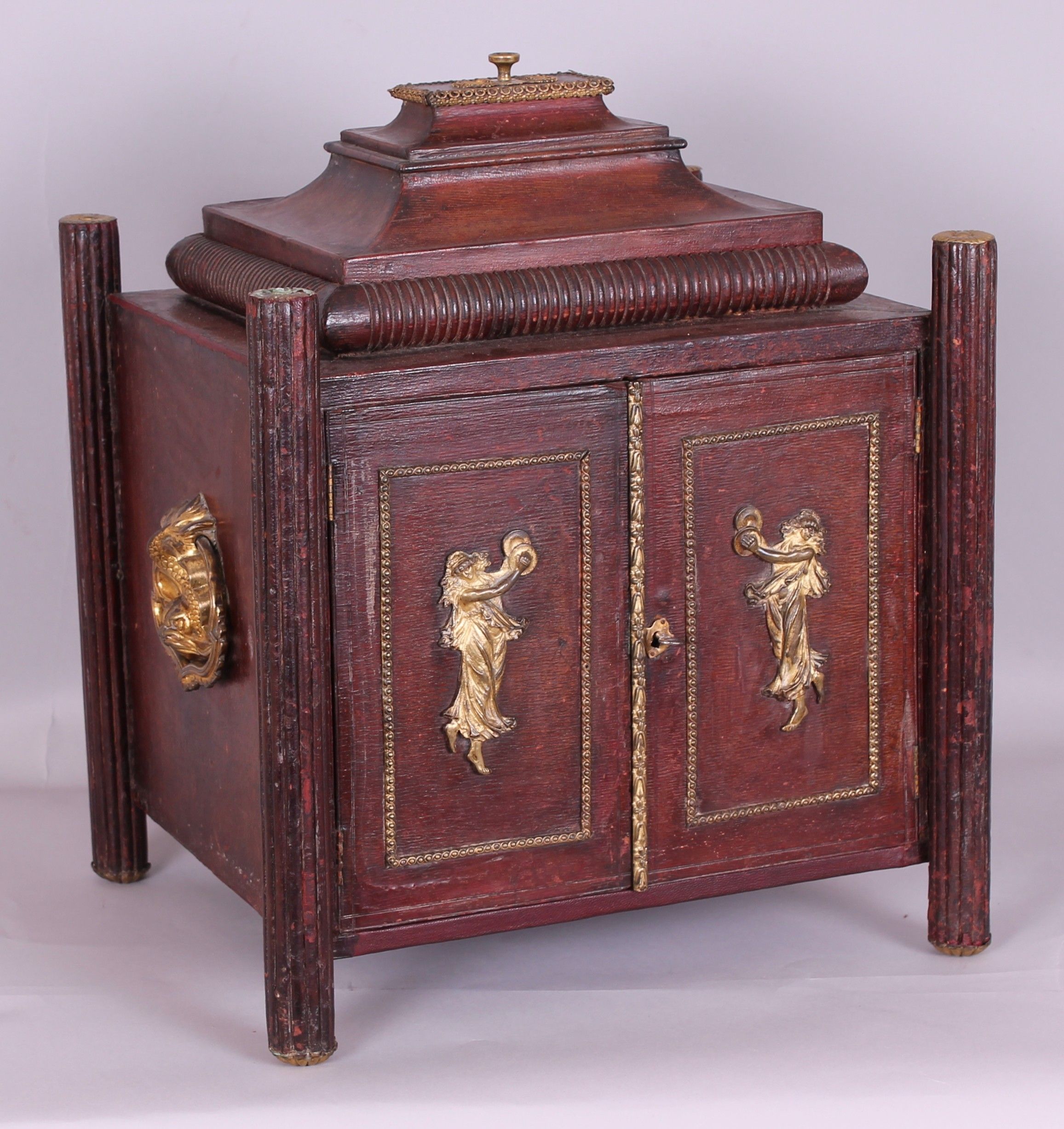 Tooled-Leather and Gilt-Brass Mounted Table Cabinet