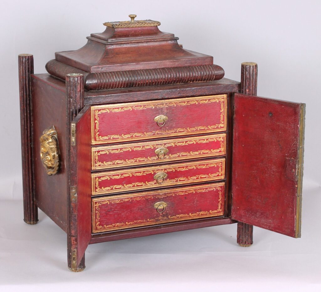 Tooled-Leather and Gilt-Brass Mounted Table Cabinet