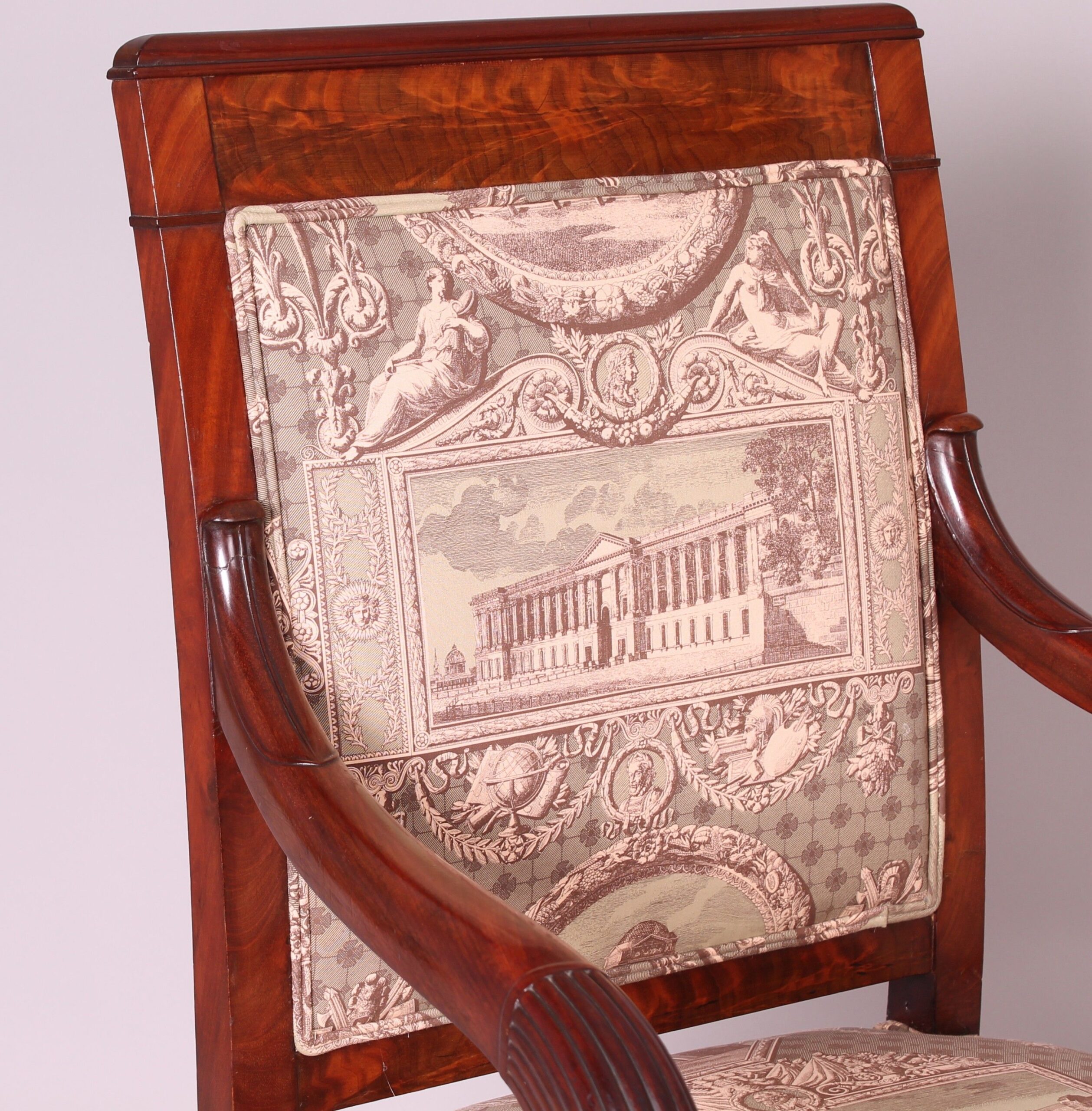 Pair of French Restoration mahogany arm-chairs