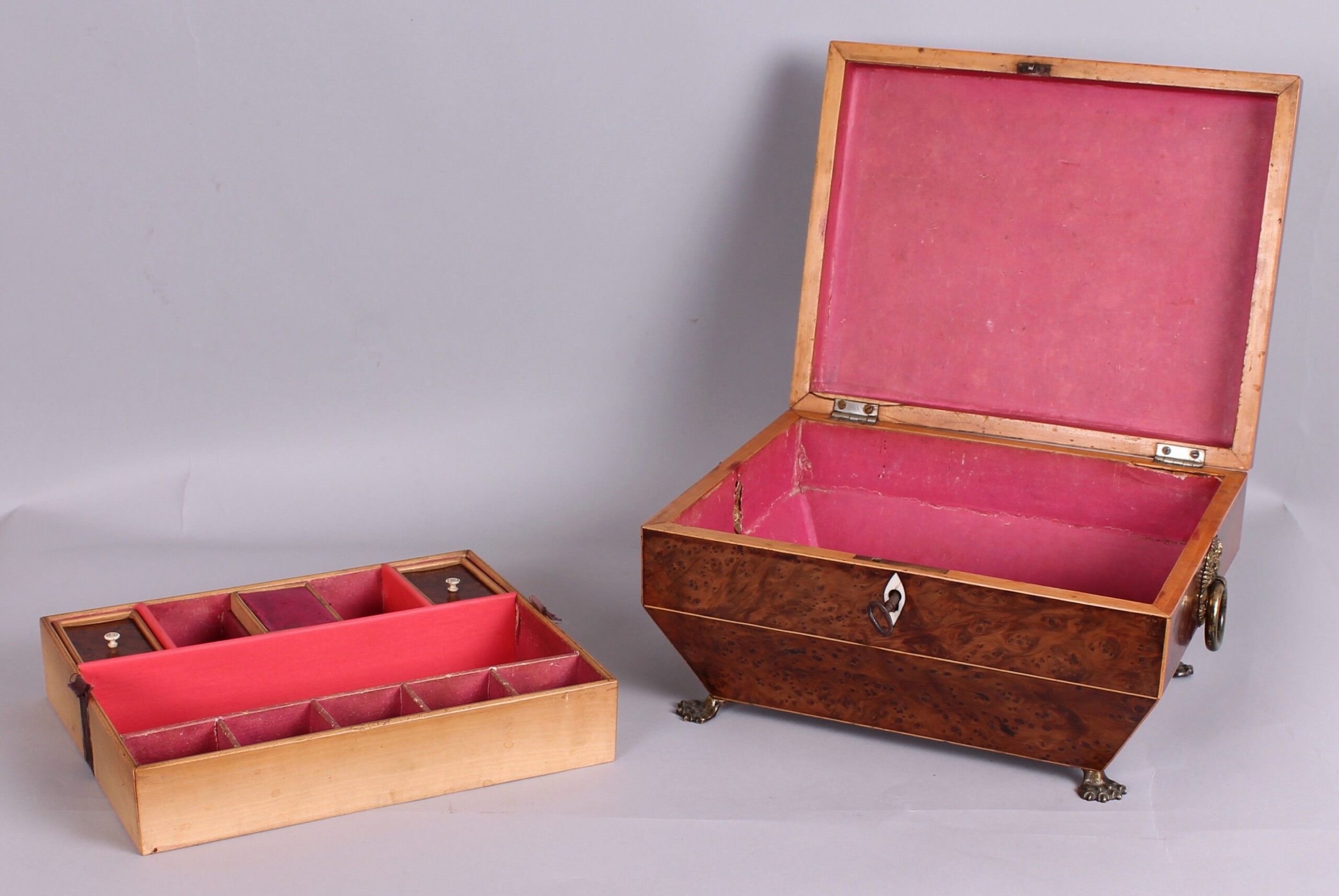 Regency period burr yew work-box