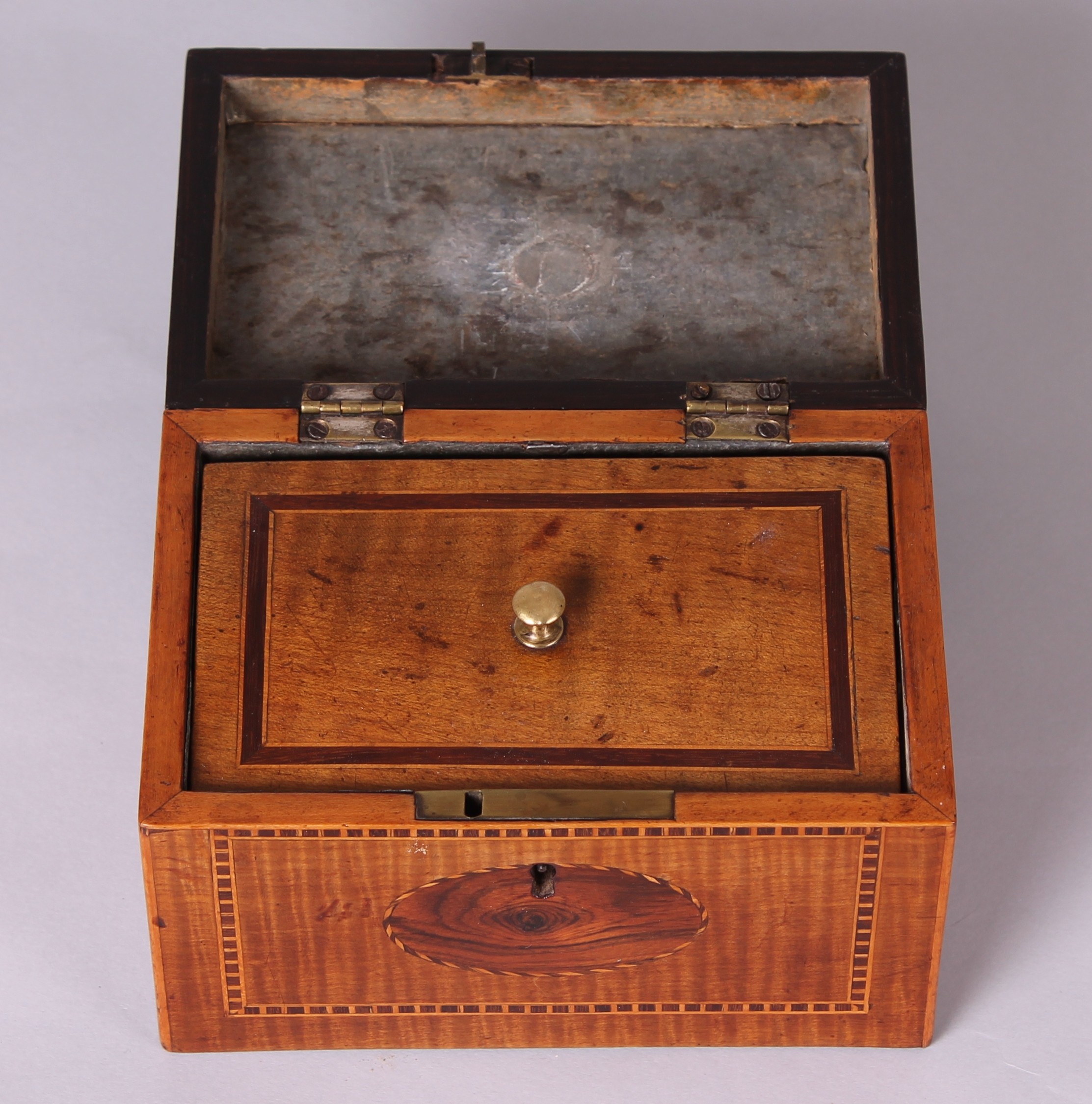 George III period harewood small rectangular tea caddy