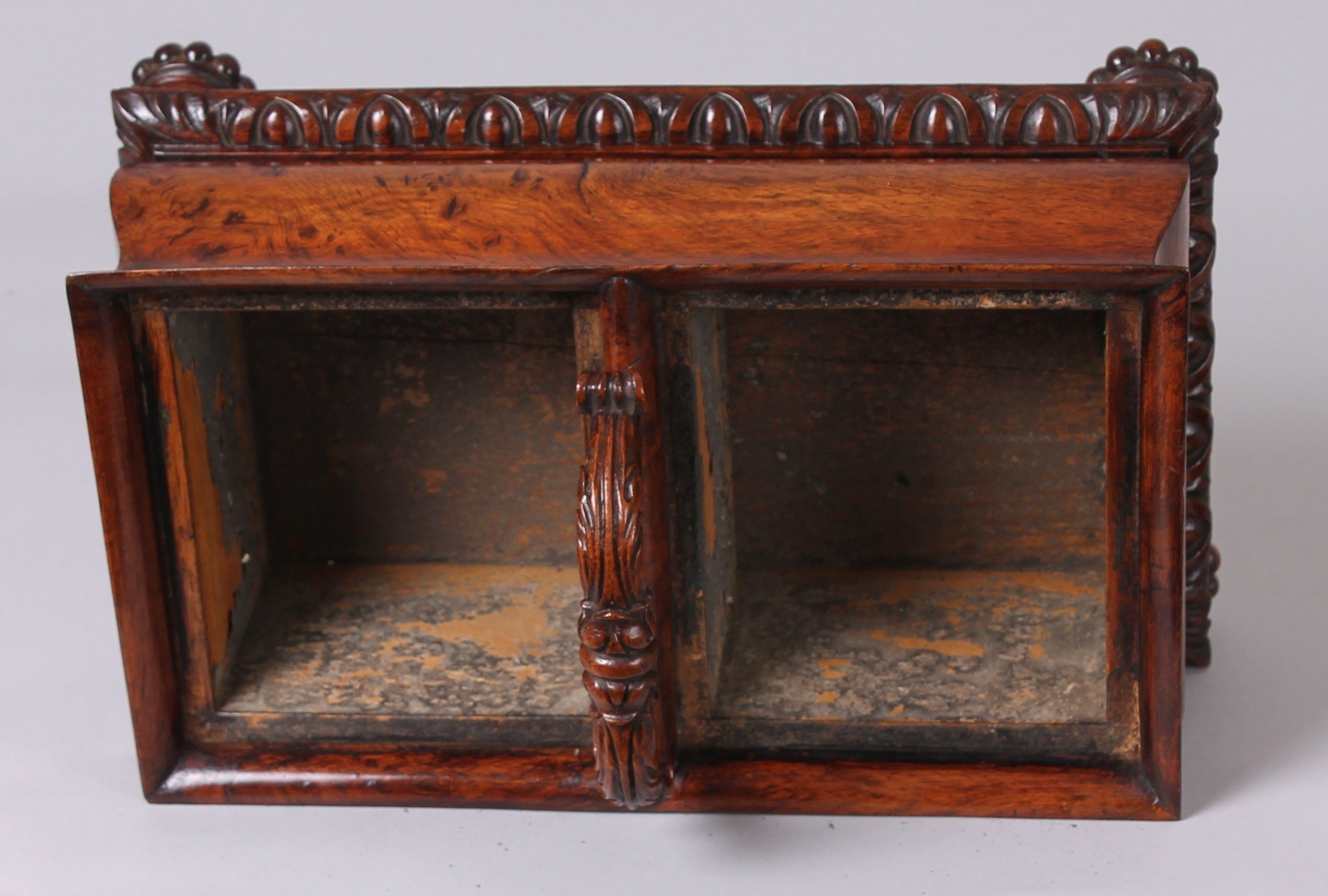 Fine and impressive George IV period burr oak double tea caddy
