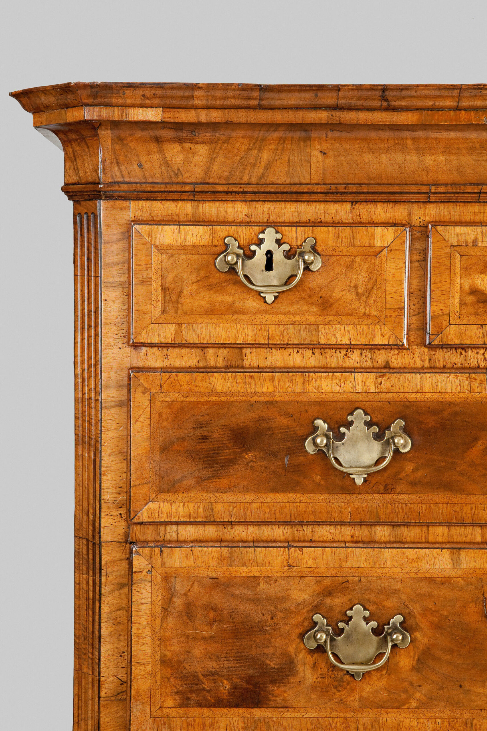 George II walnut chest-on-chest
