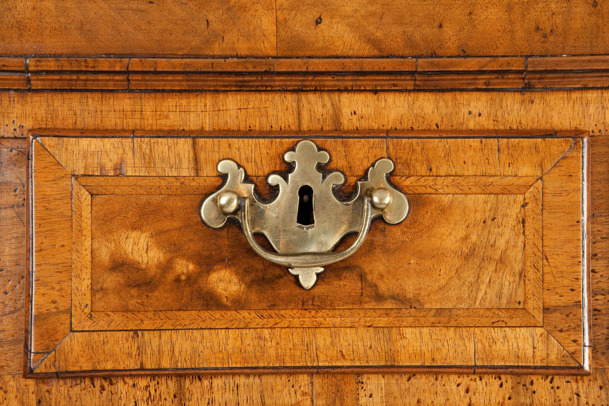 George II walnut chest-on-chest