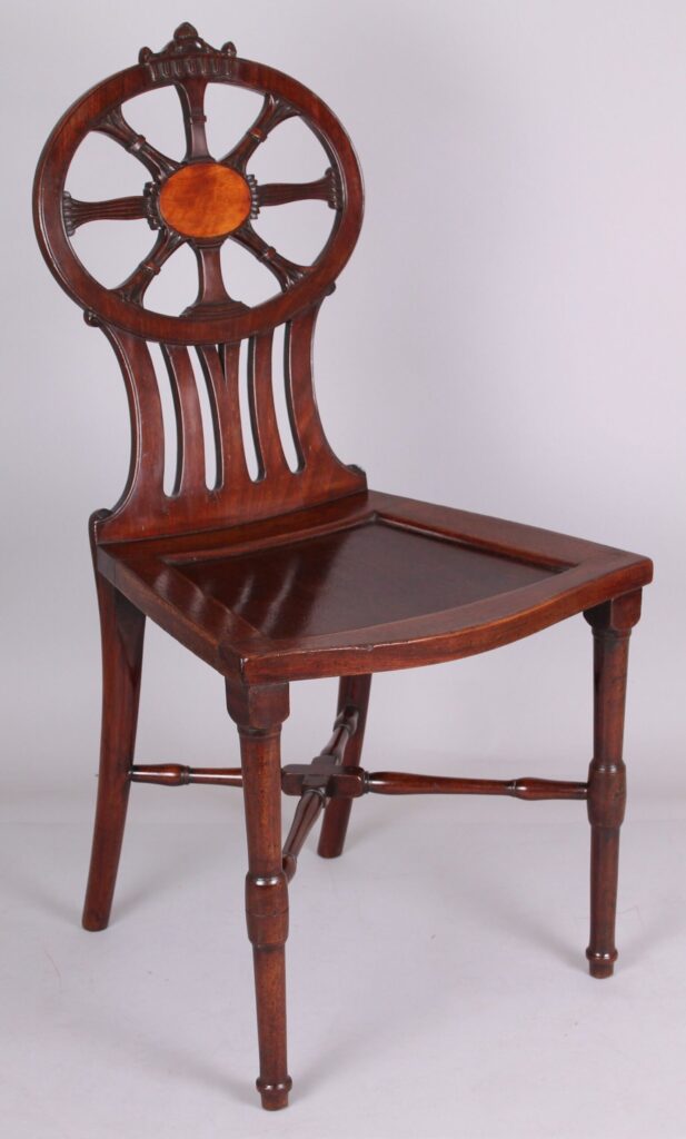 Fine and unusual George III period mahogany ‘medallion-back’ hall chair
