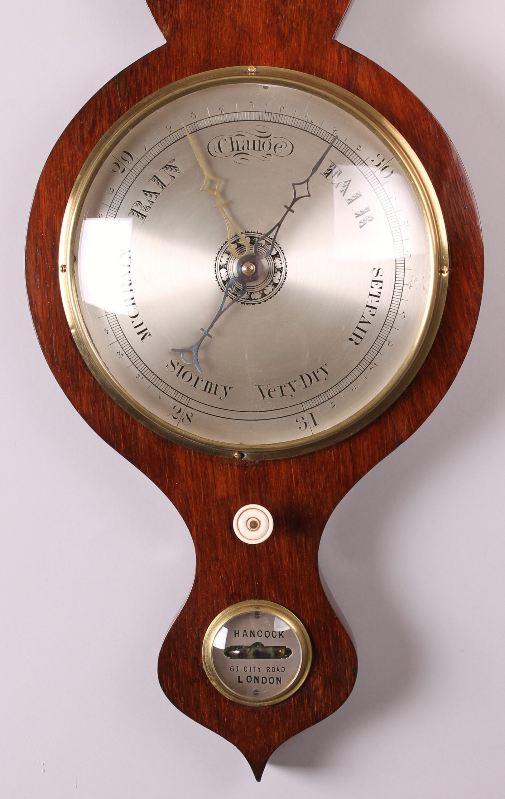 Victorian Rosewood 5 dial wheel barometer by Hancock, London