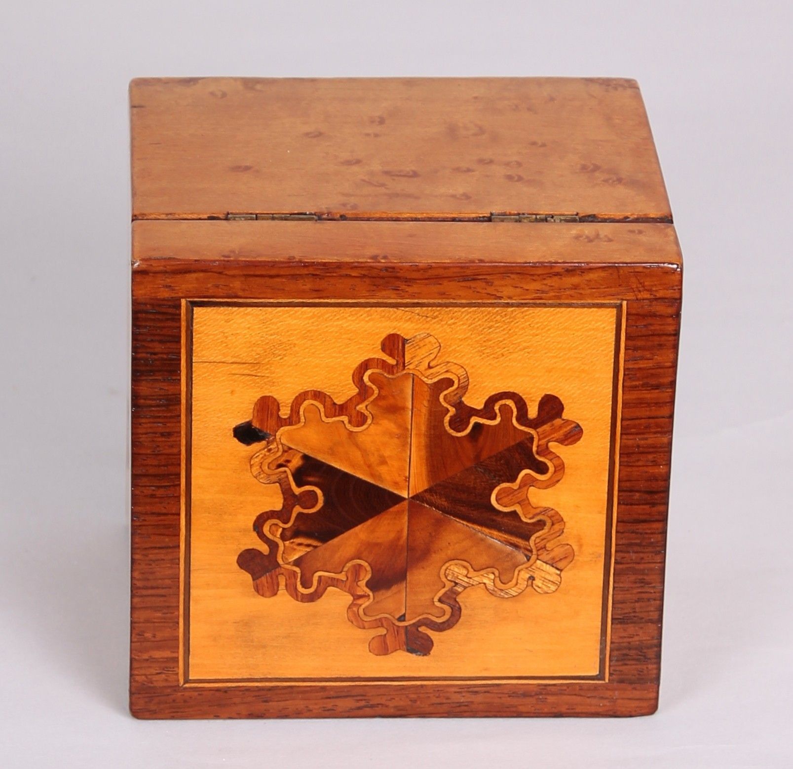 George IV period bird’s eye maple cube caddy