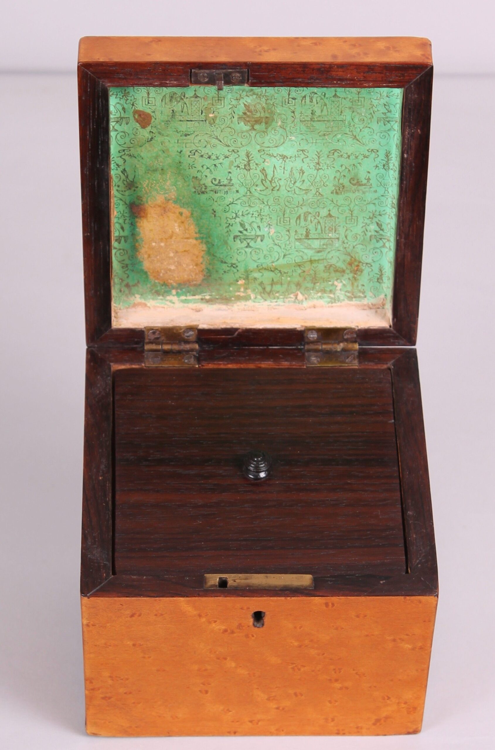 George IV period bird’s eye maple cube caddy