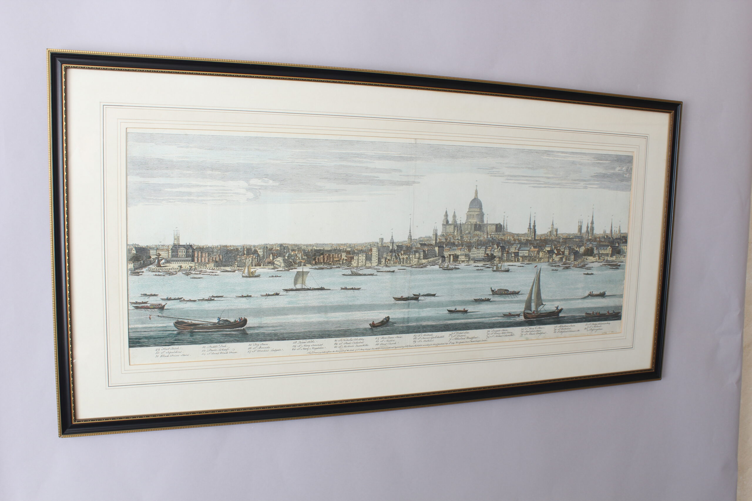 Fine and rare set of five panoramas of the River Thames by Samuel and Nathaniel Buck