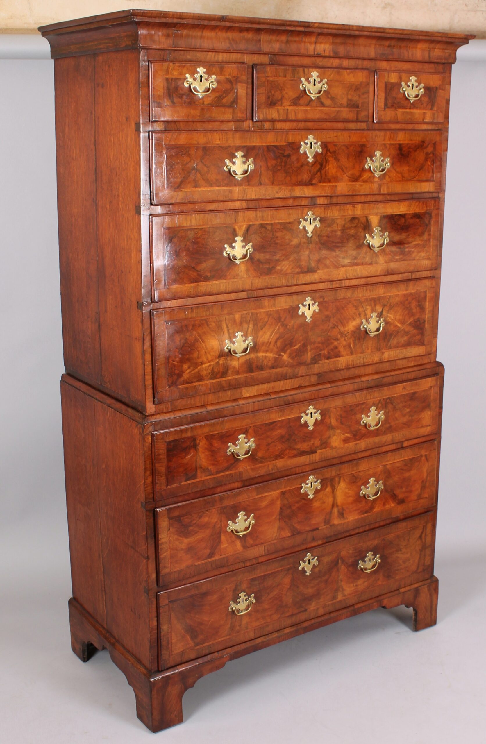 George II period walnut chest-on-chest