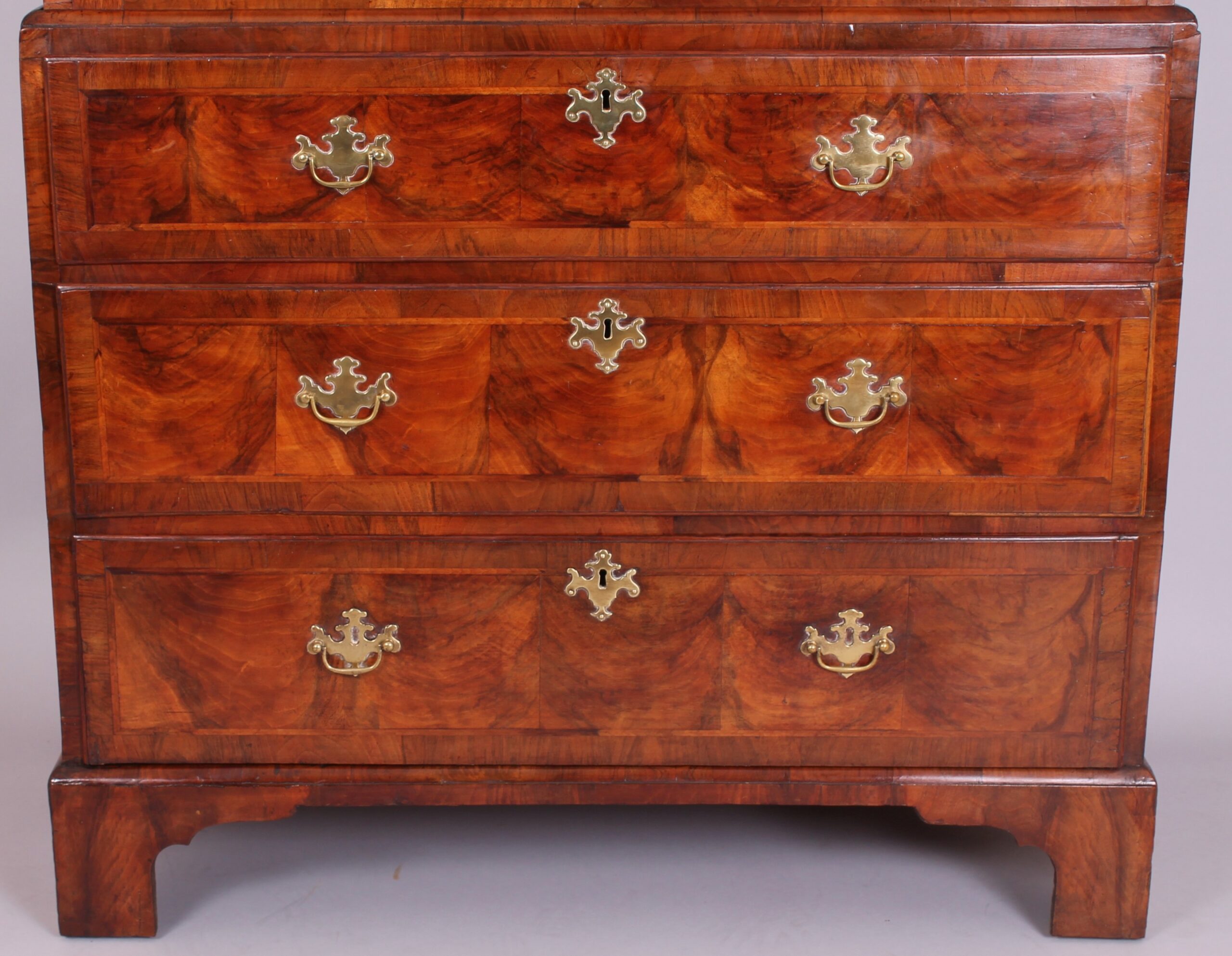 George II period walnut chest-on-chest