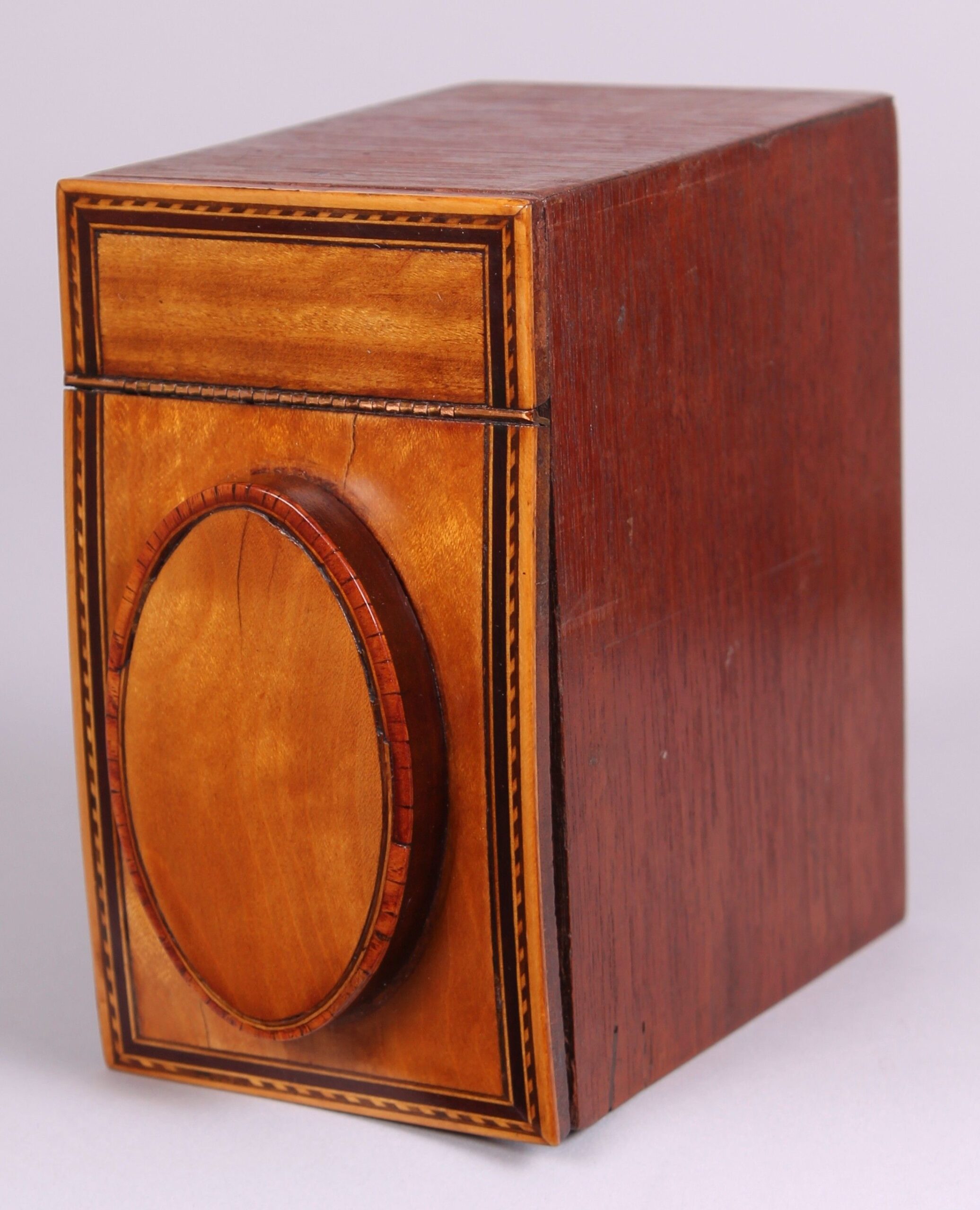 George III period satinwood double tea caddy