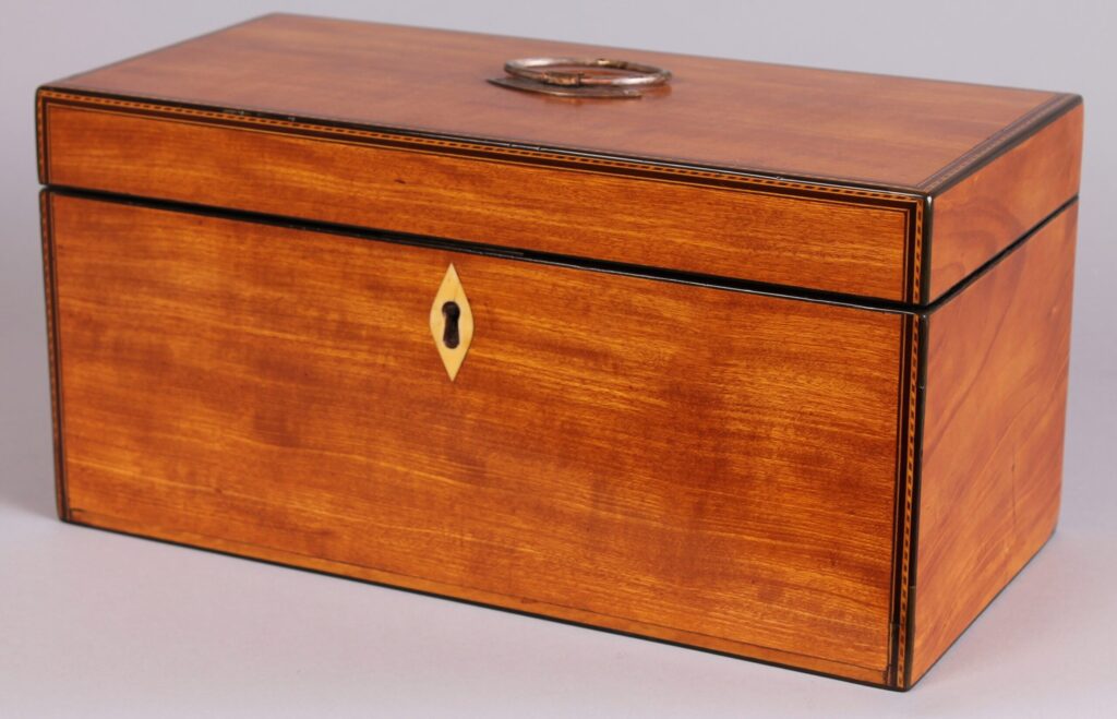 George III period satinwood double tea caddy