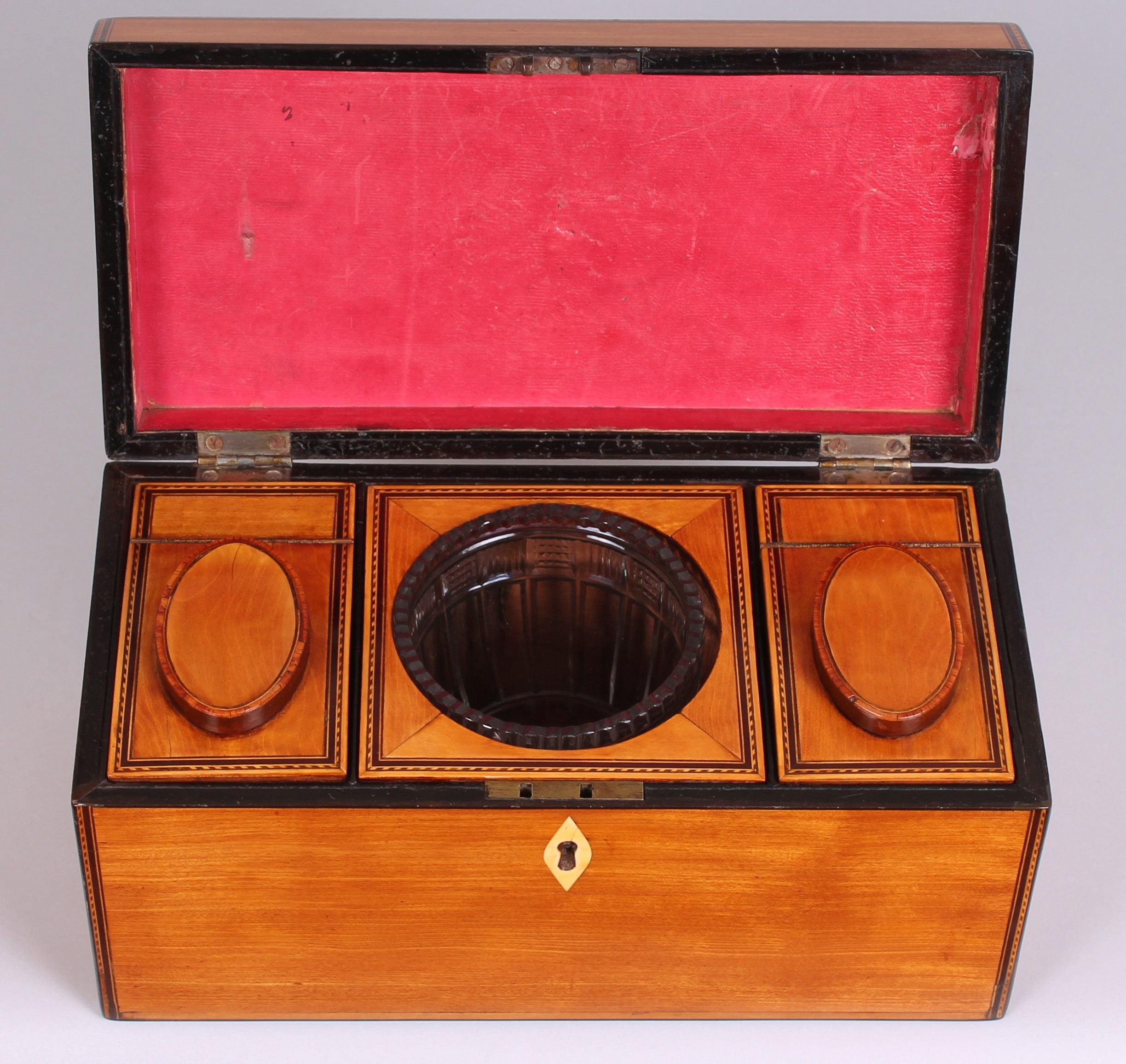George III period satinwood double tea caddy