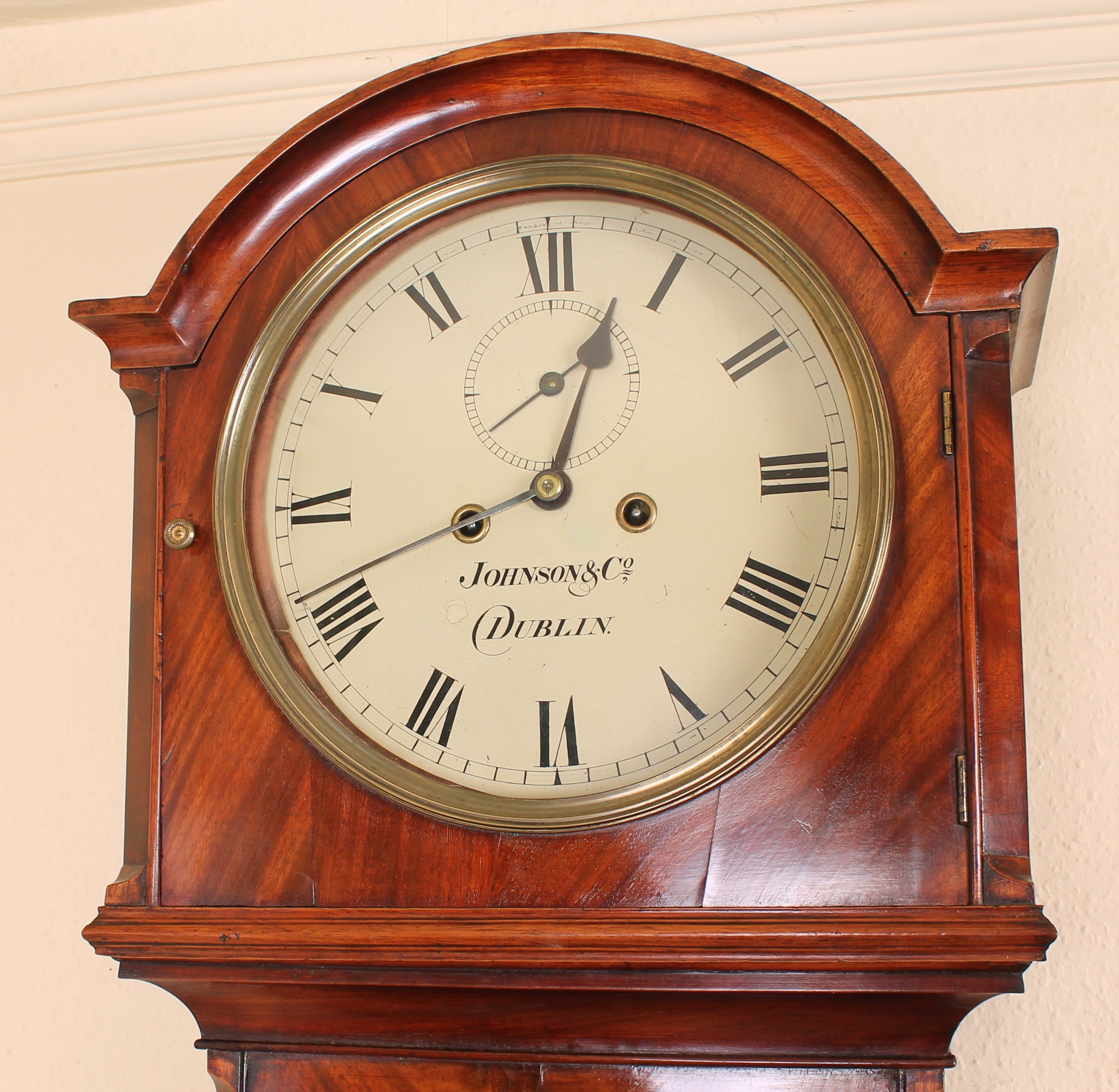 Early 19th century mahogany long-case clock by Johnson & Co., Dublin
