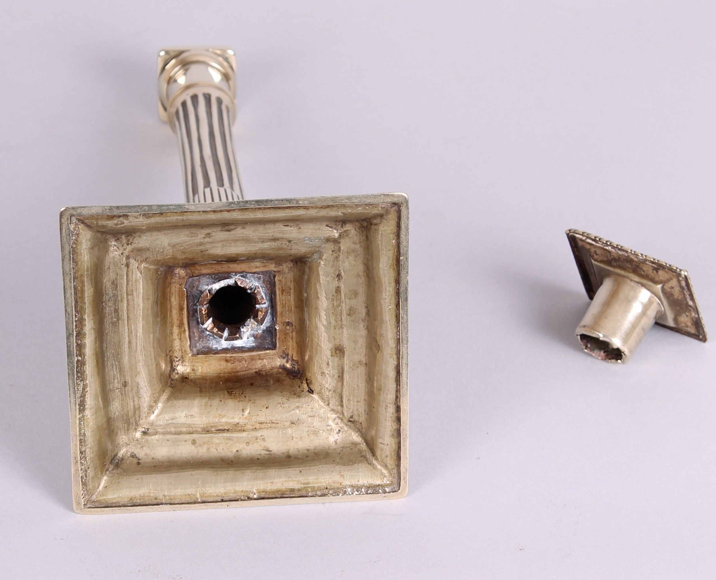 Rare pair of George III period Paktong candlesticks