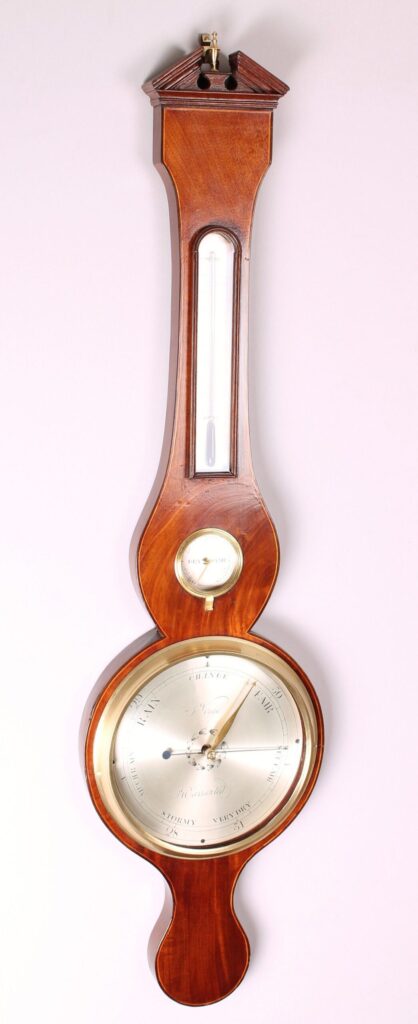 19th Century mahogany wheel barometer by J Verga
