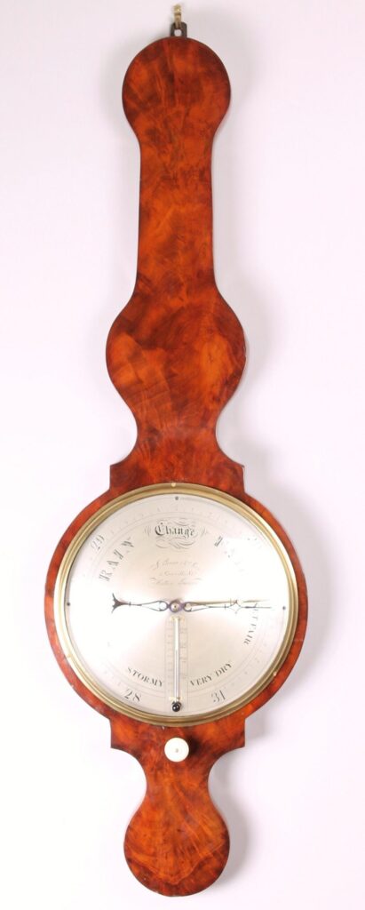 19th century mahogany wheel barometer by J Pensa & Son