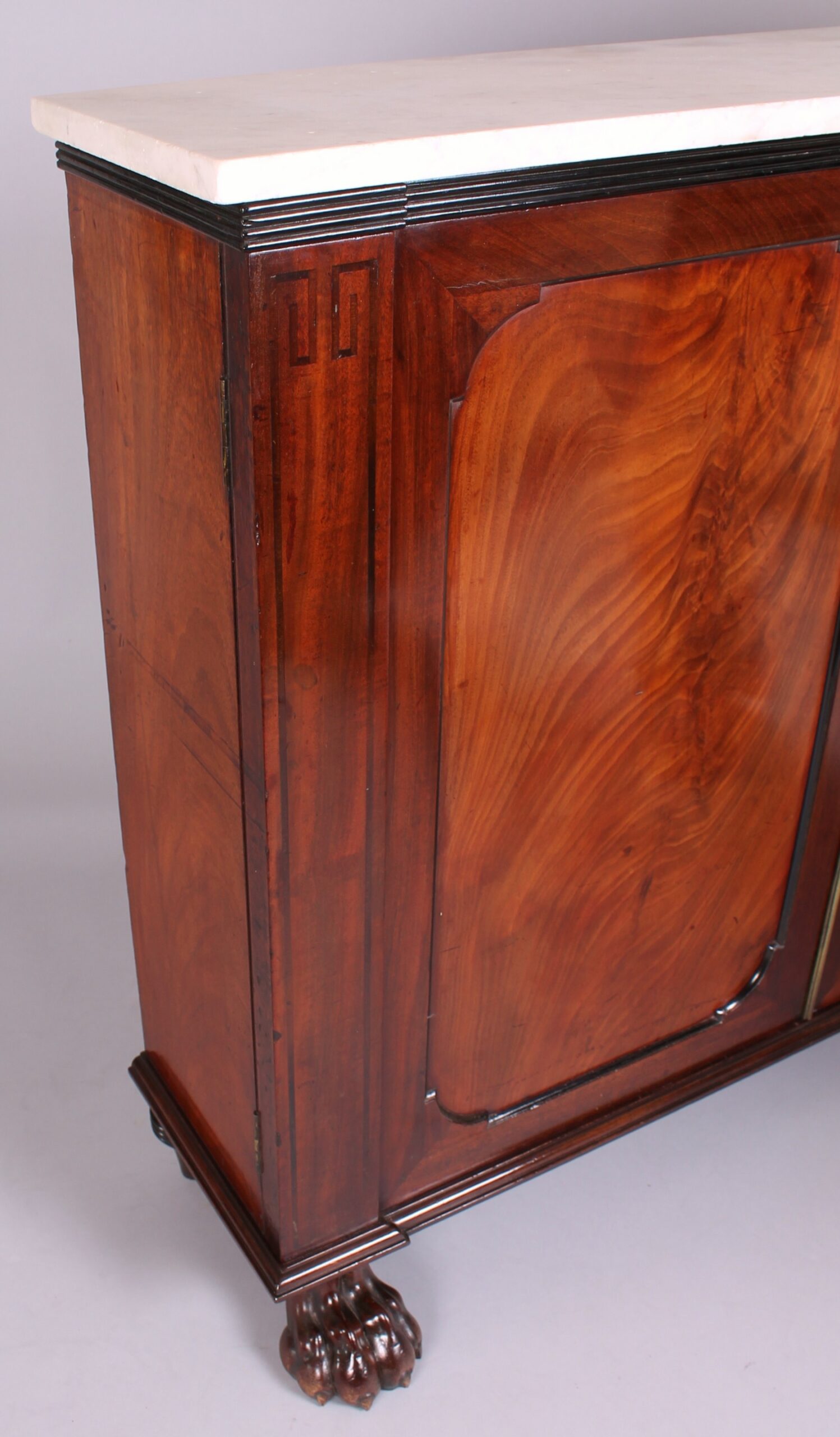 George IV period mahogany side-cabinet of fine quality and unusually shallow proportions