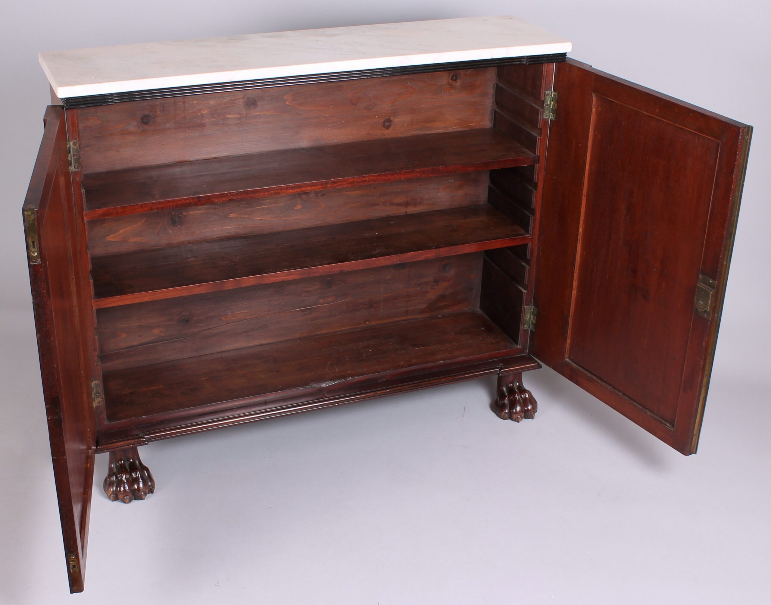 George IV period mahogany side-cabinet of fine quality and unusually shallow proportions