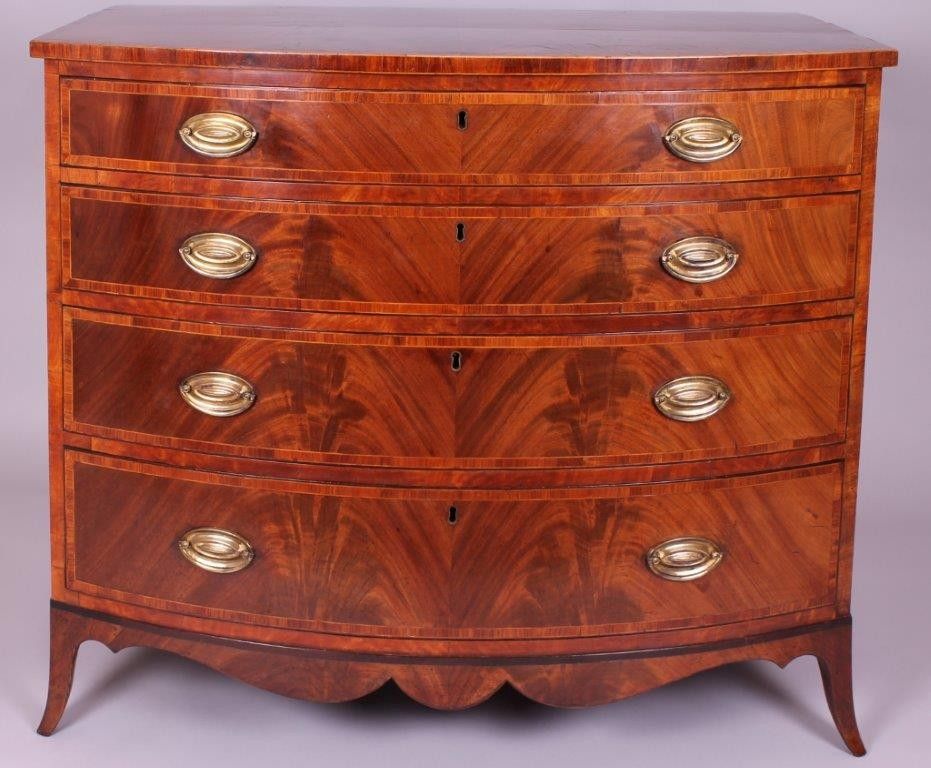 George III period mahogany bow-fronted chest-of-drawers