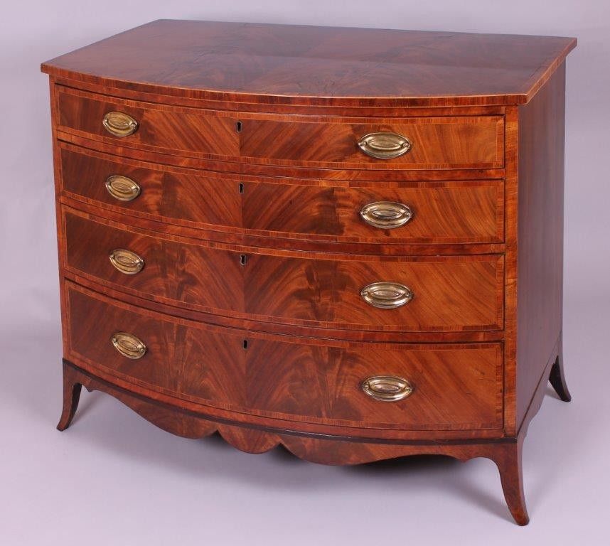 George III period mahogany bow-fronted chest-of-drawers