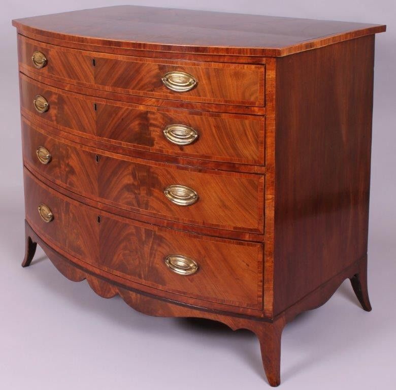 George III period mahogany bow-fronted chest-of-drawers