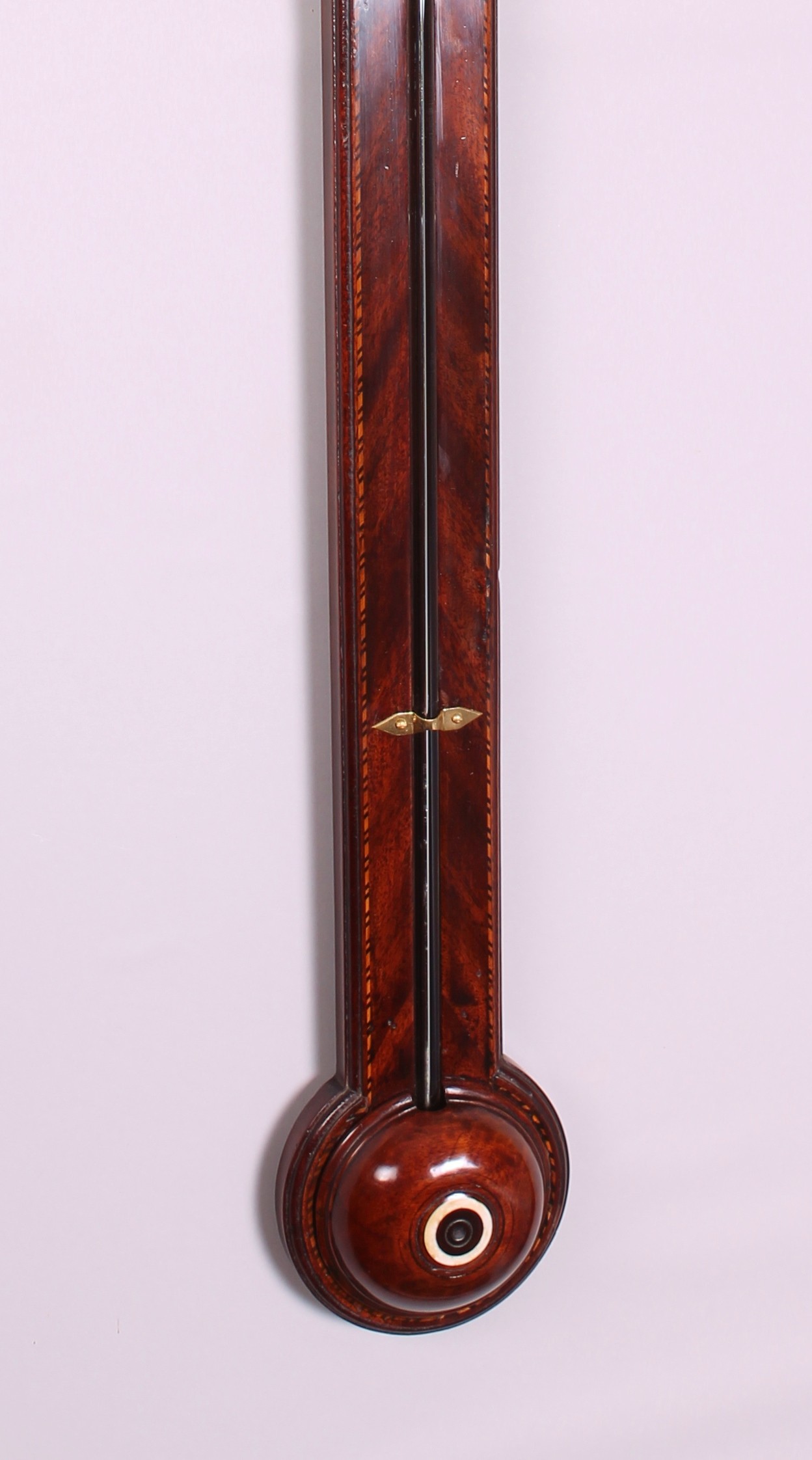 George III mahogany stick barometer inscribed Fran Pelegrino, Fecit