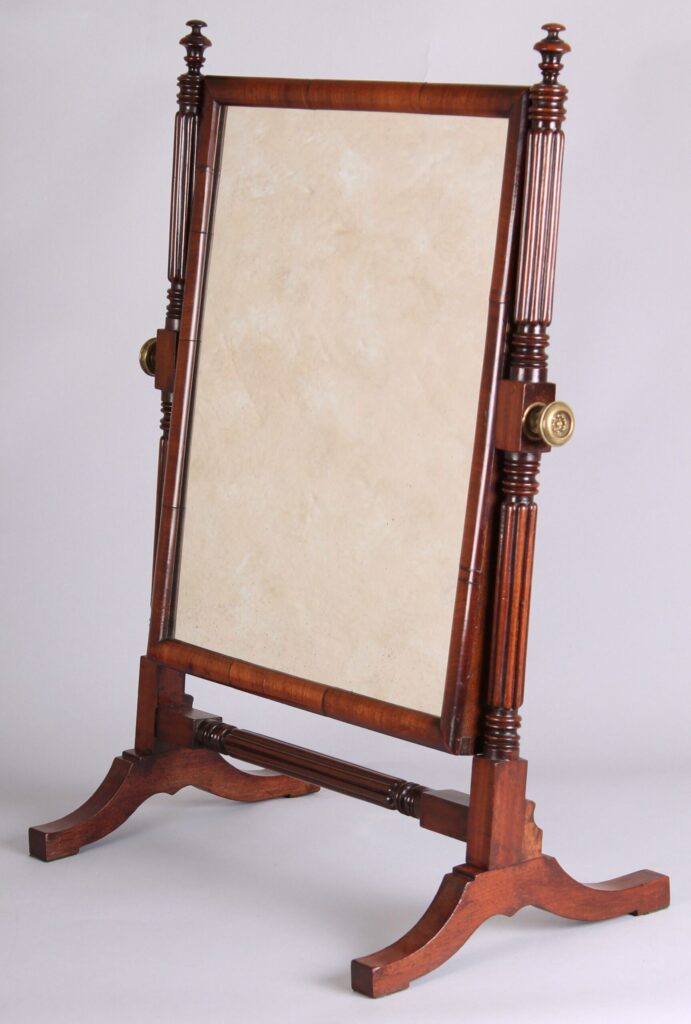 George IV period mahogany dressing table mirror, of cheval form