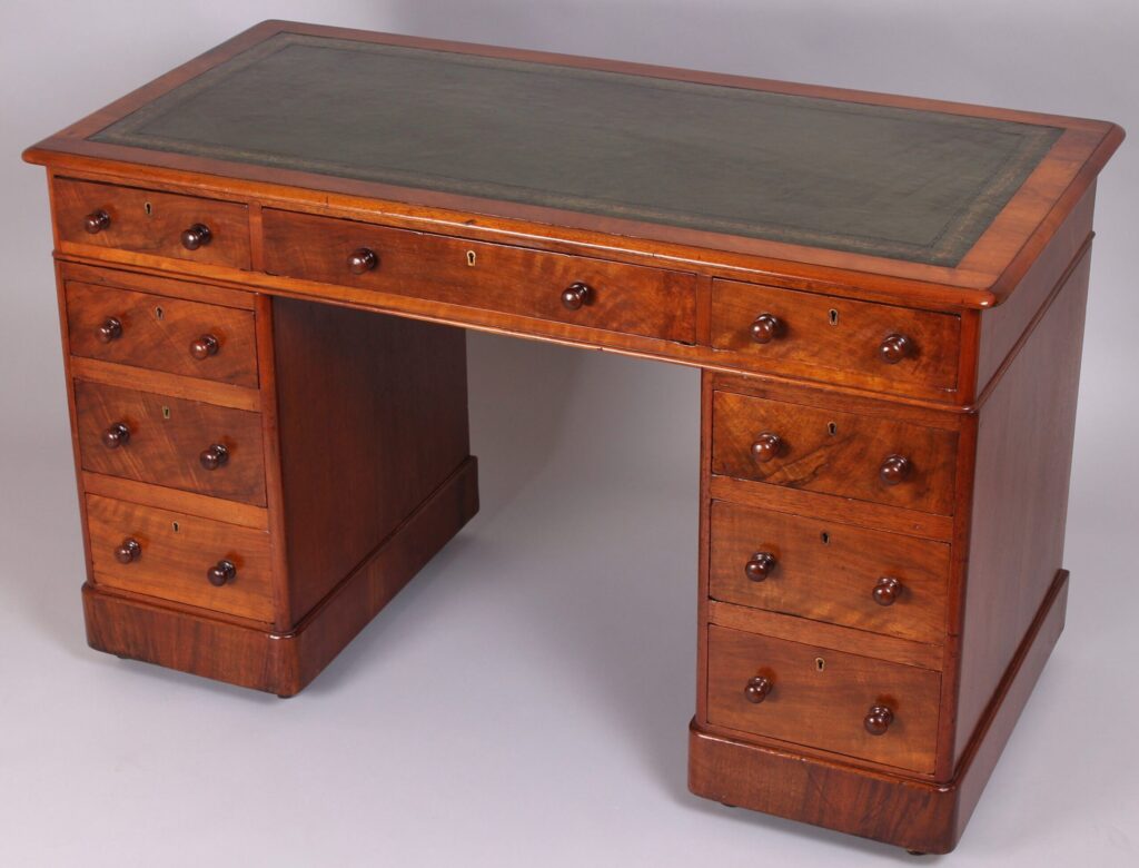 19th century walnut kneehole desk
