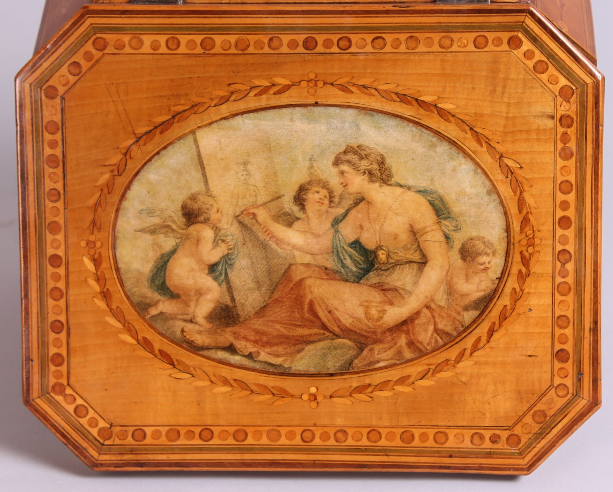 Fine George III period and satinwood and marquetry jewellery box in the manner of Thomas Sheraton