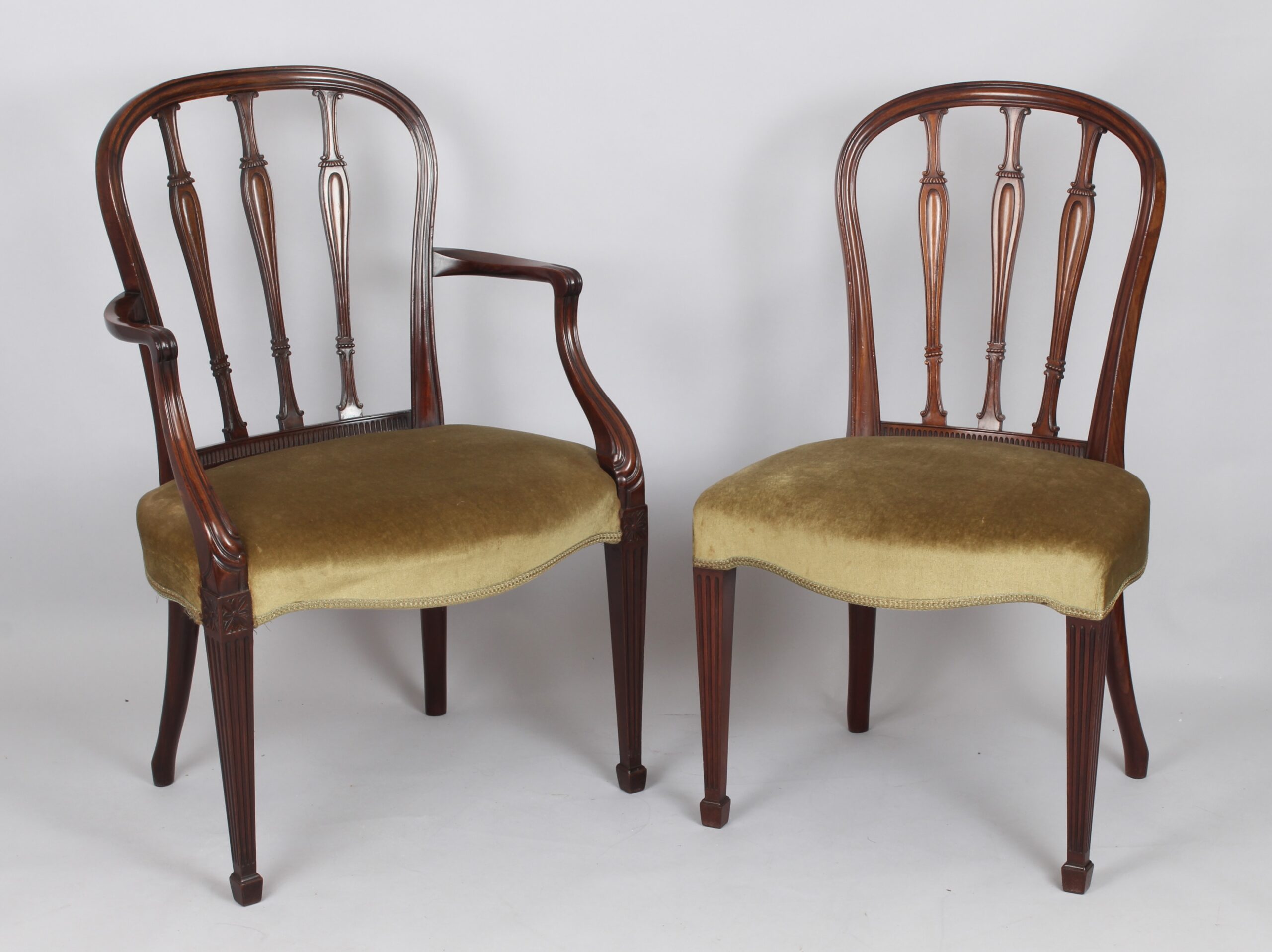 Set of eight George III style mahogany dining-chairs