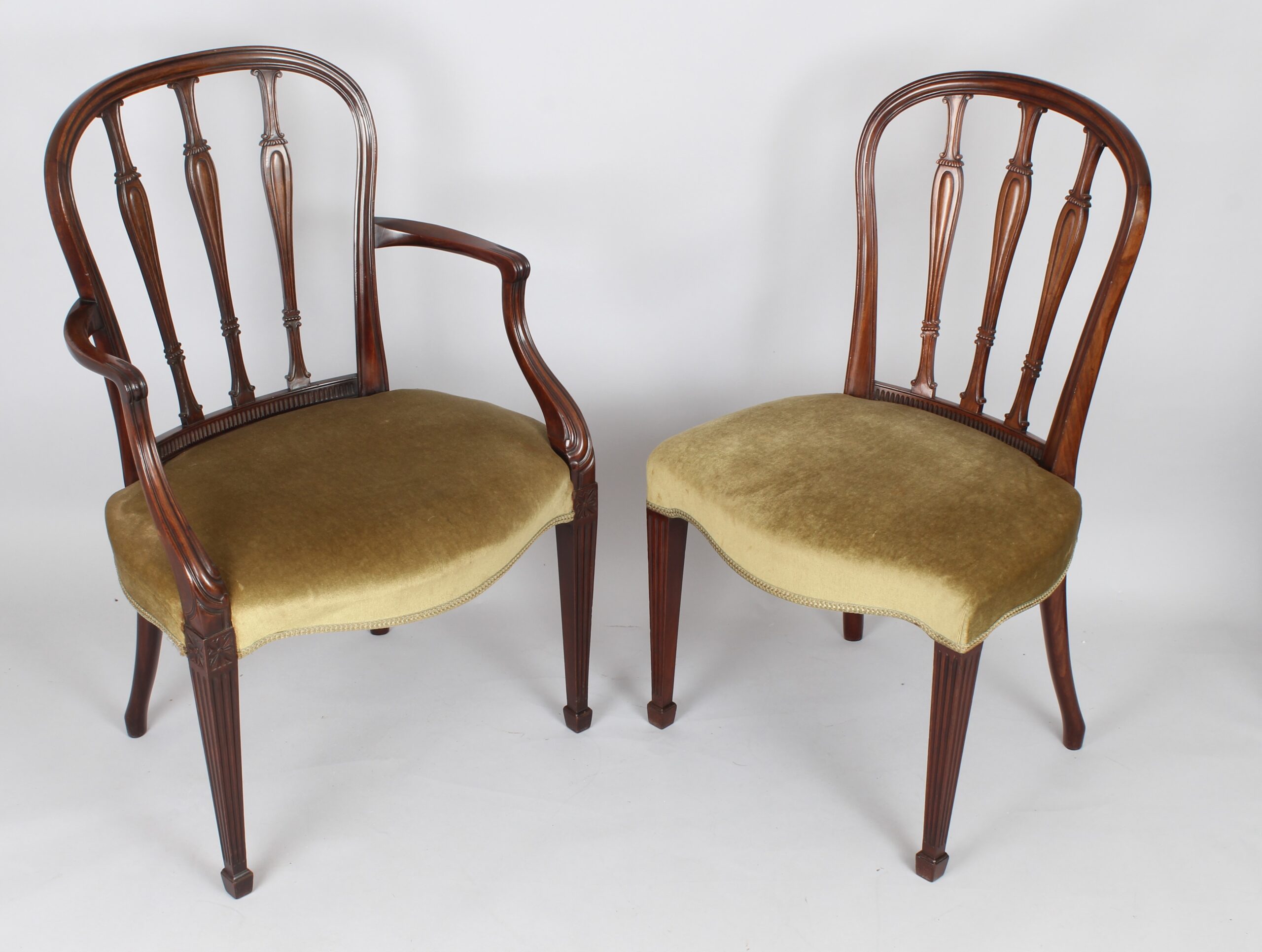 Set of eight George III style mahogany dining-chairs